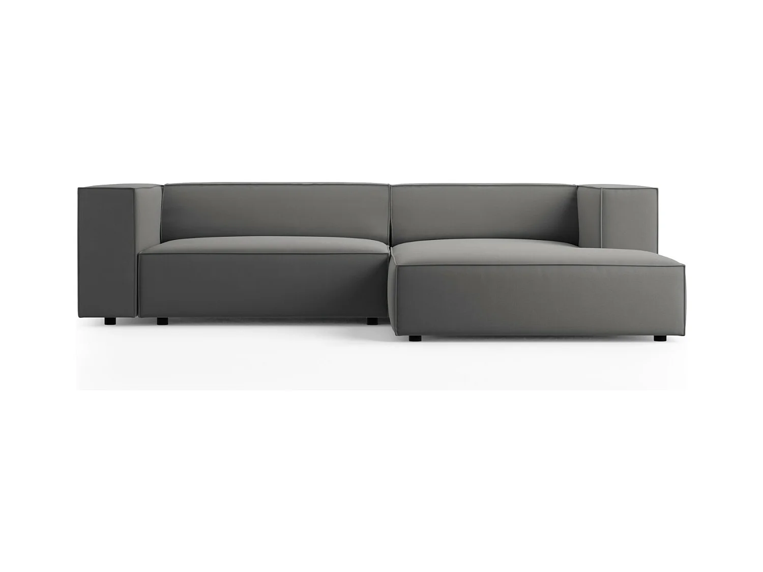 Cosmopolitan Design - Rechter hoekbank "Arendal" 3 zitplaatsen, Flueel, Cement - 224x166x70cm