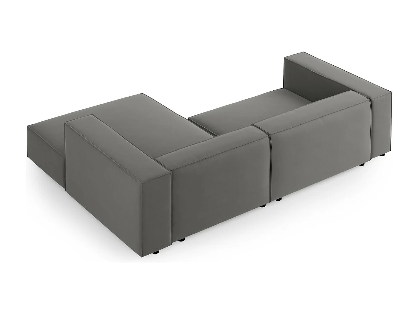 Cosmopolitan Design - Sofá de canto direito "Arendal" 3 lugares em veludo cimento - 224x166x70cm