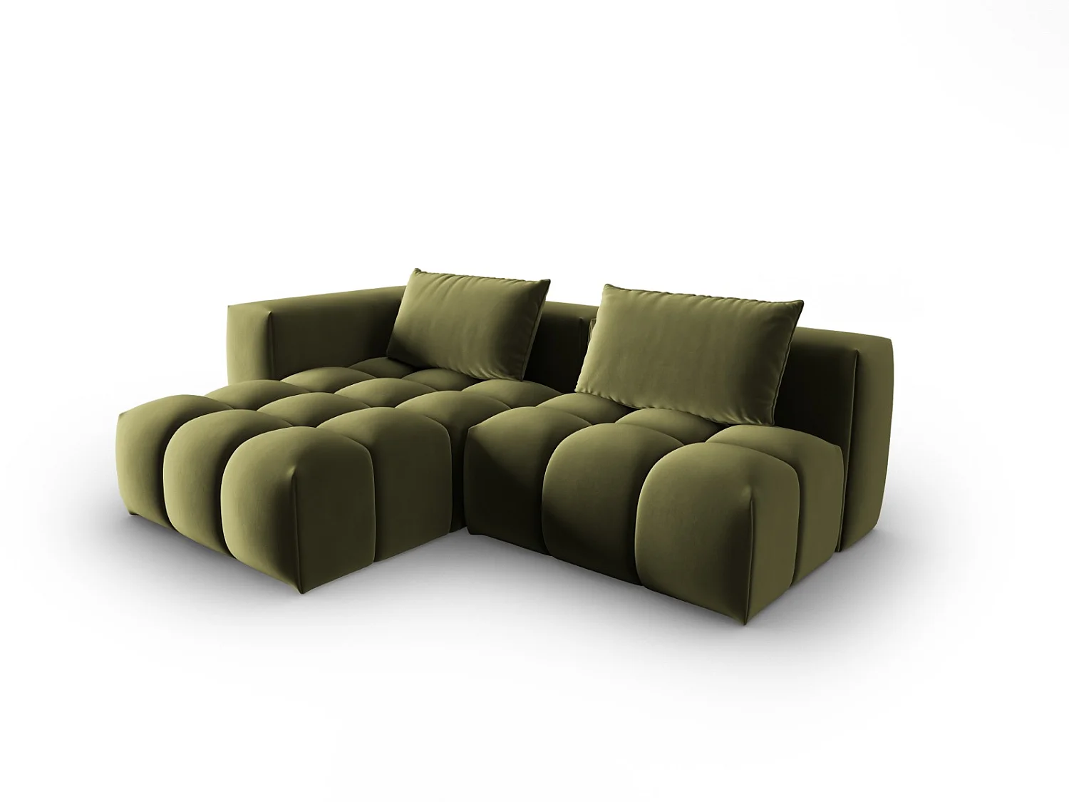 CXL by Christian Lacroix - Sofá modular de canto esquerdo "Lorella" 3 lugares em veludo verde claro - 205x145x70cm