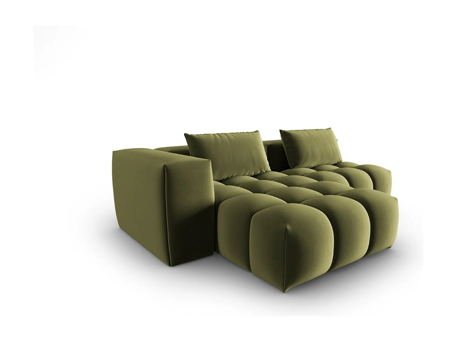 CXL by Christian Lacroix - Sofá modular de canto esquerdo "Lorella" 3 lugares em veludo verde claro - 205x145x70cm