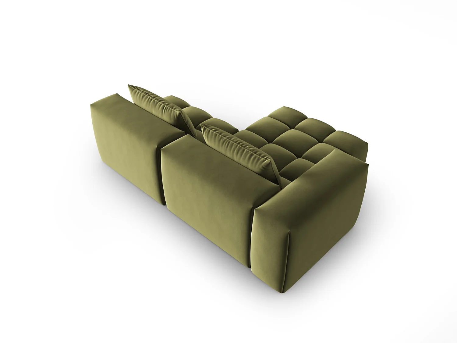 CXL by Christian Lacroix - Sofá modular de canto esquerdo "Lorella" 3 lugares em veludo verde claro - 205x145x70cm