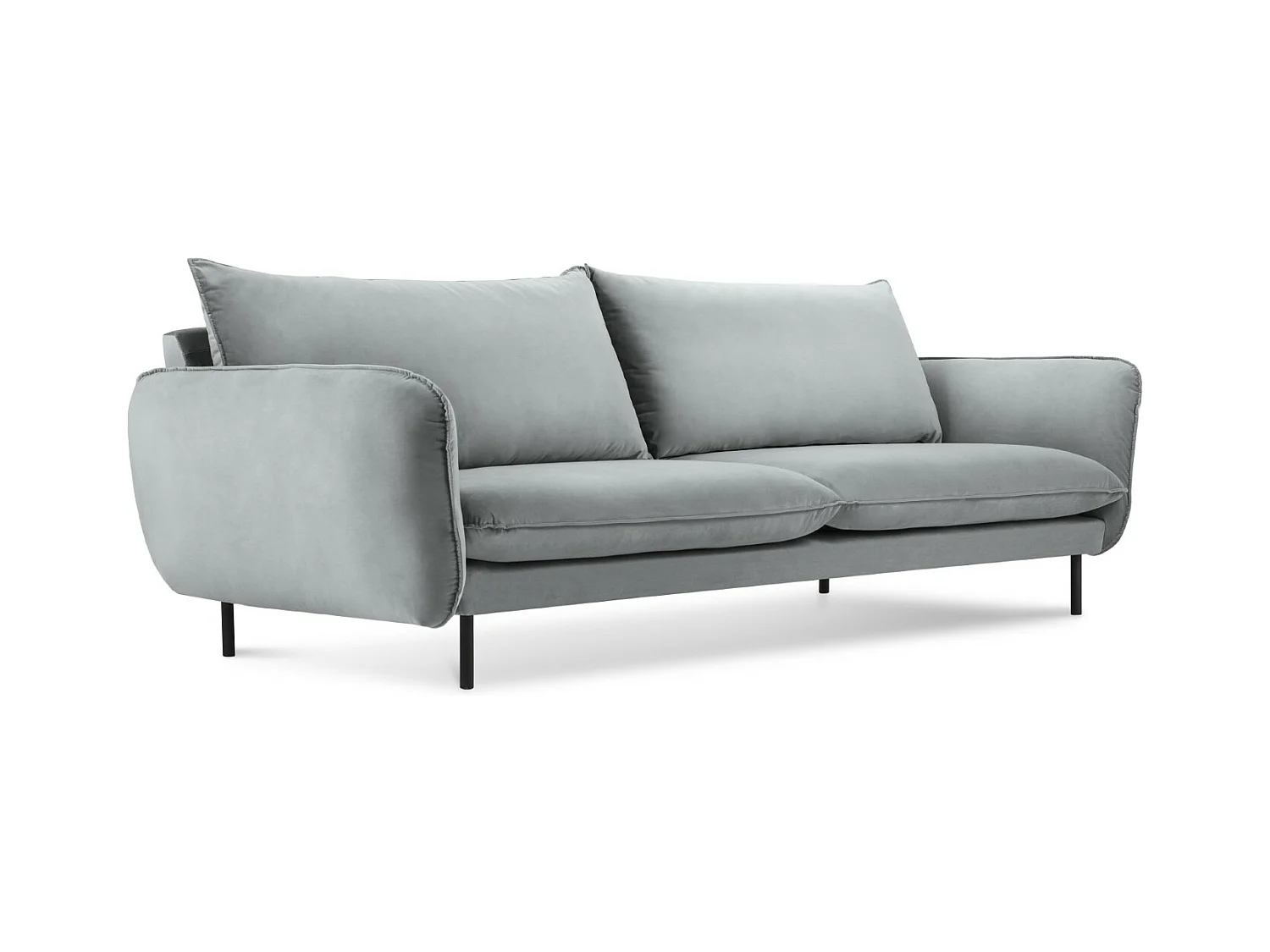 Cosmopolitan Design - Bank "Vienna" 4 zitplaatsen, Flueel, Lichtgrijs - 230x92x95cm
