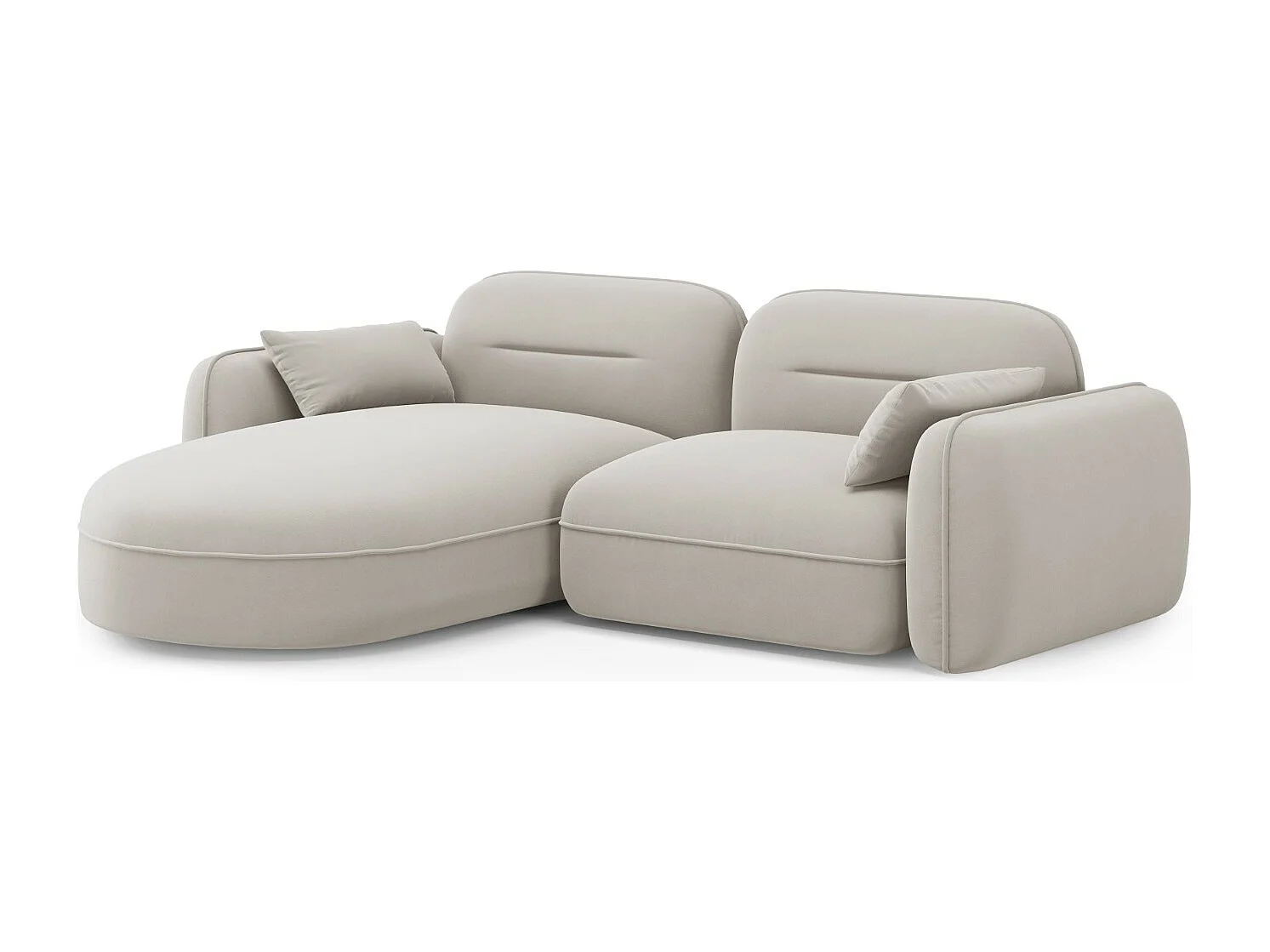 Cosmopolitan Design - Canapé d'angle gauche modulable "Sydney" 3 places en velours beige clair - 230x165x70cm