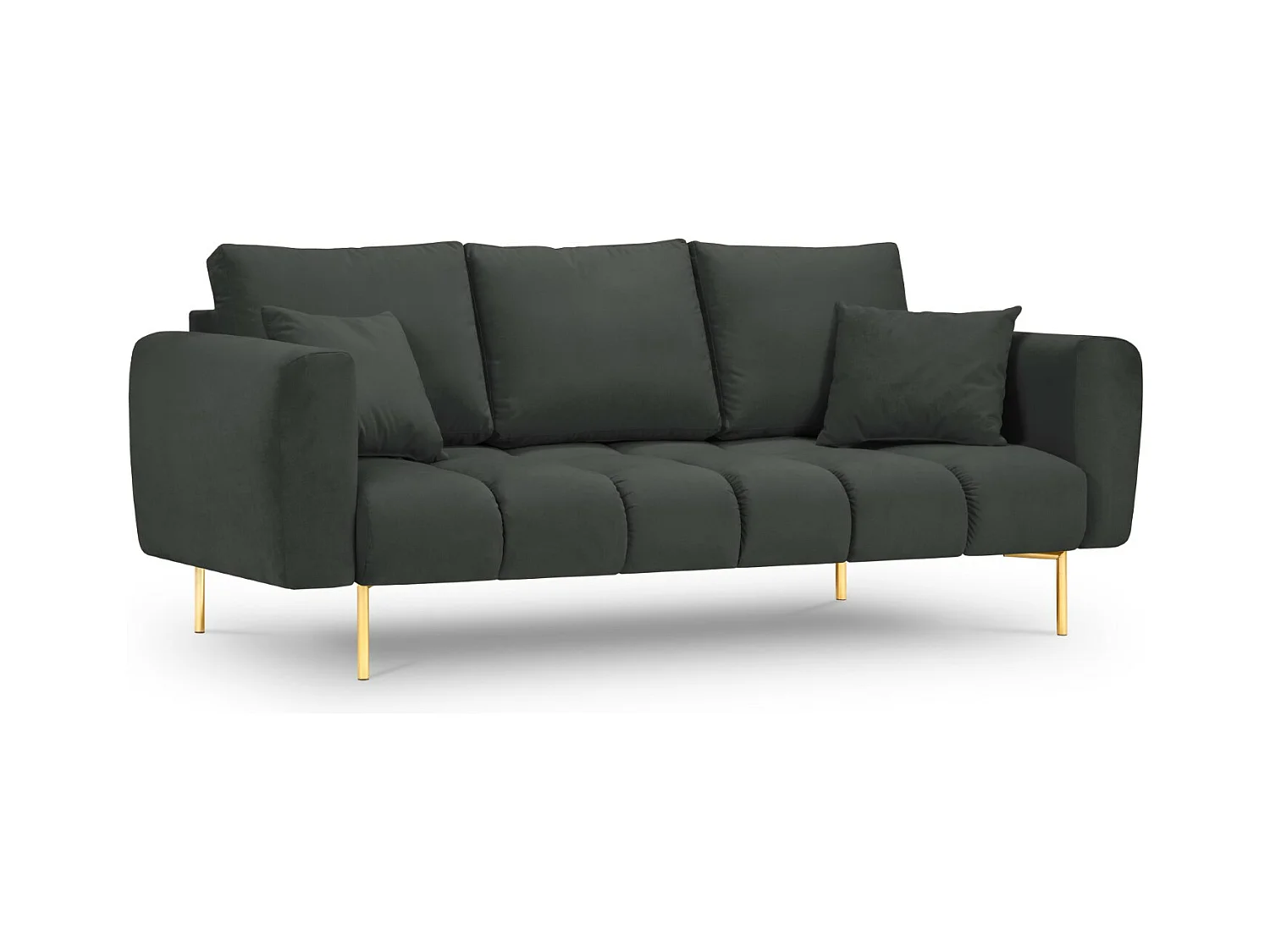 Cosmopolitan Design - Bank "Hastings" 3 zitplaatsen, Flueel, Donkergrijs - 220x97x75cm