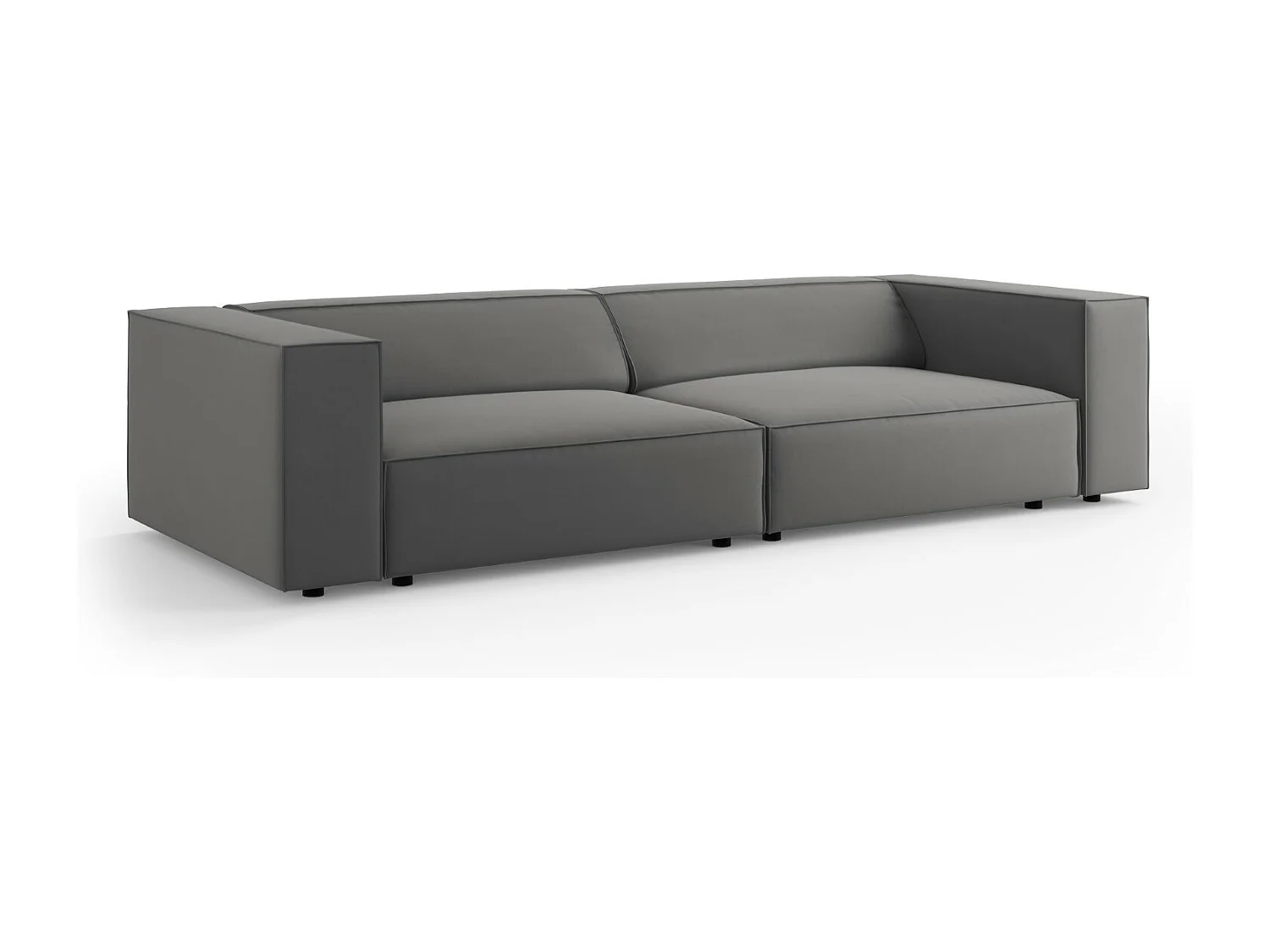 Cosmopolitan Design - Sofa, "Arendal" 4 miejsca welur, cement - 244x102x70cm