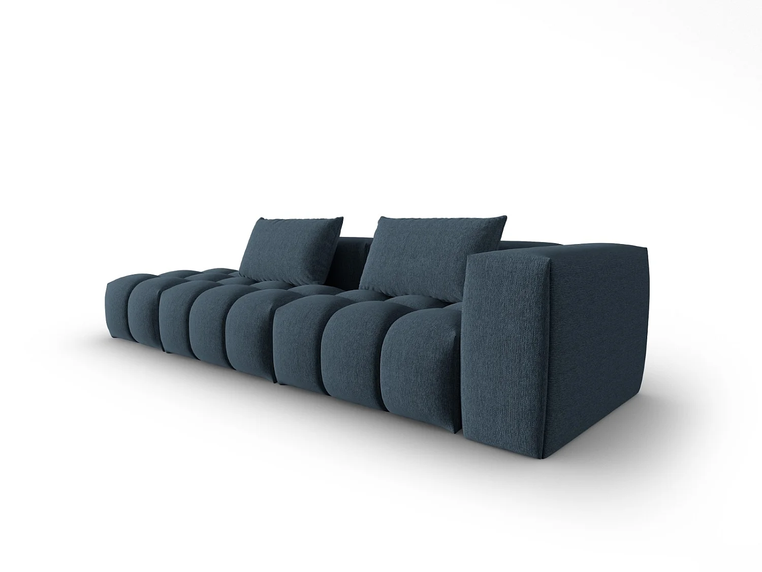 CXL by Christian Lacroix - Canapé modulable gauche "Lorella" 3 places en tissu structurel bleu foncé - 265x85x70cm