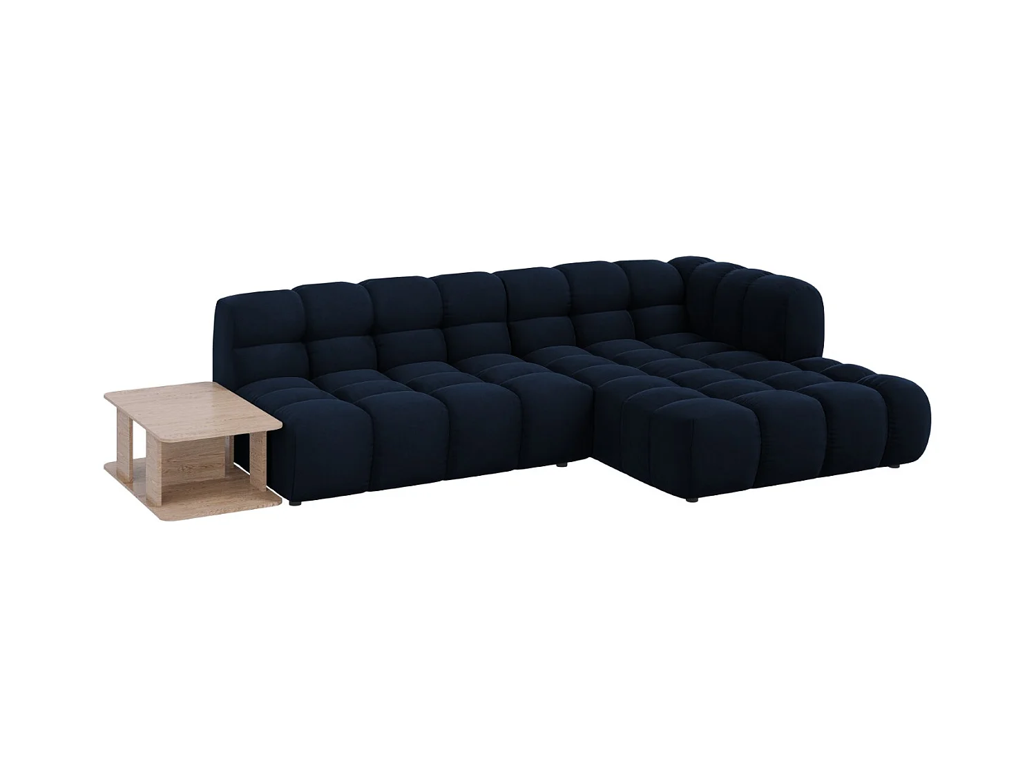 Cosmopolitan Design - Sofá esquinero modular derecho "Sky" 4 plazas de terciopelo azul regio - 297x162x75cm