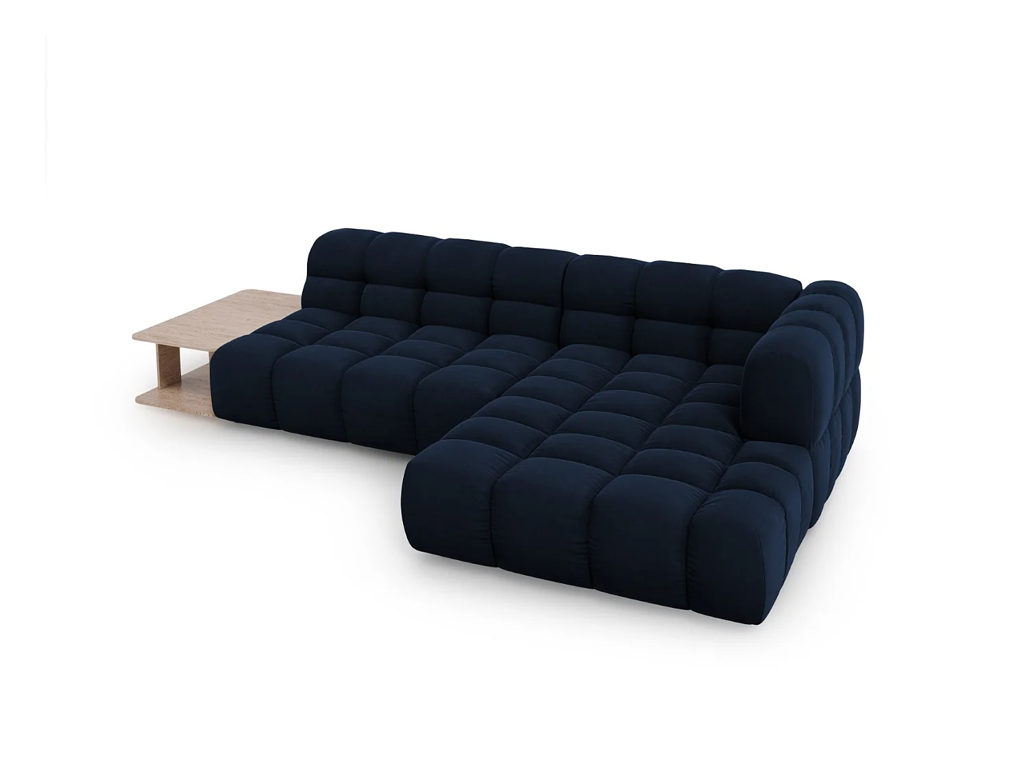 Cosmopolitan Design - Sofá esquinero modular derecho "Sky" 4 plazas de terciopelo azul regio - 297x162x75cm