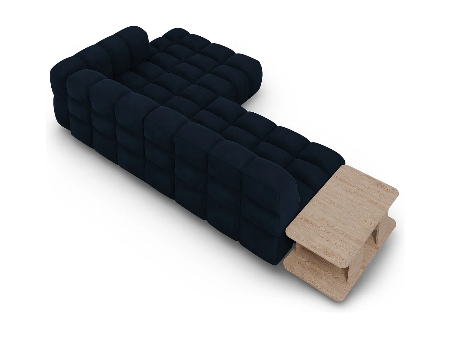 Cosmopolitan Design - Canapé d'angle droit modulable "Sky" 4 places en velours bleu roi - 297x162x75cm