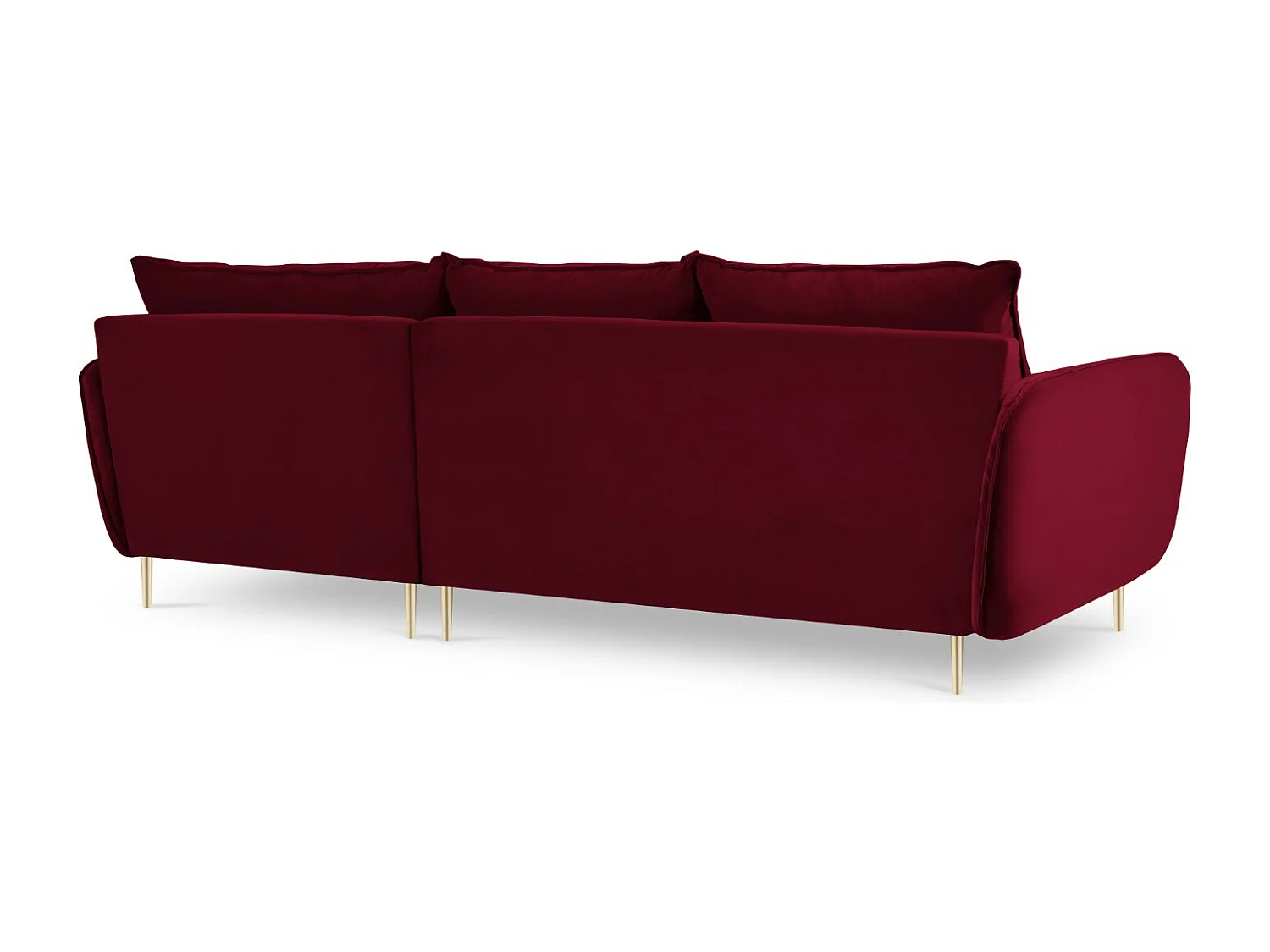 Cosmopolitan Design - Rechter hoekbank "Vienna" 5 zitplaatsen, Flueel, Rood - 255x170x95cm