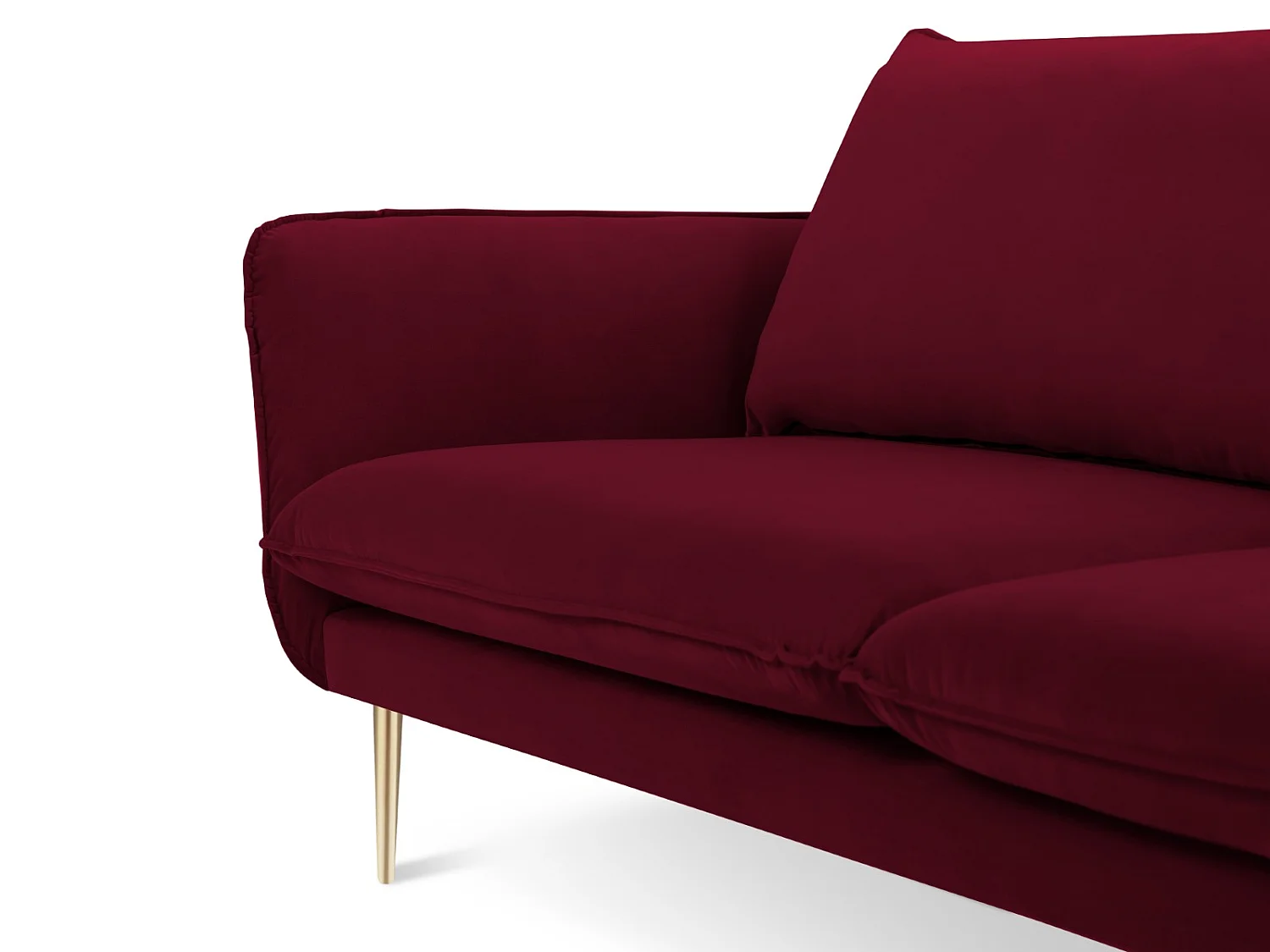 Cosmopolitan Design - Rechter hoekbank "Vienna" 5 zitplaatsen, Flueel, Rood - 255x170x95cm