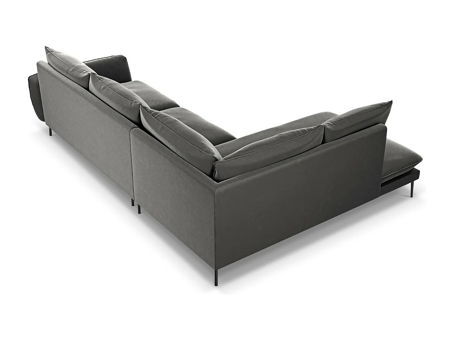 Cosmopolitan Design - Canapé d'angle gauche "Vienna" 6 places en velours gris - 275x185x95cm
