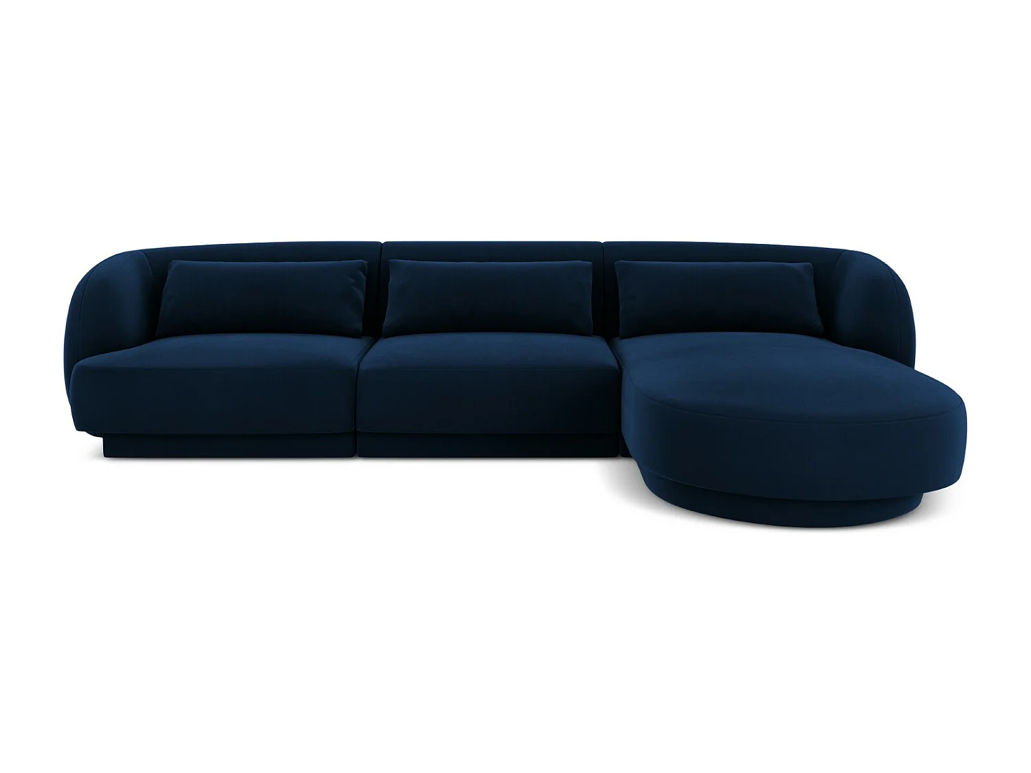 Cosmopolitan Design - Divano angolare destro "Tulum" 4 posti in velluto blu reale - 255x156x70cm