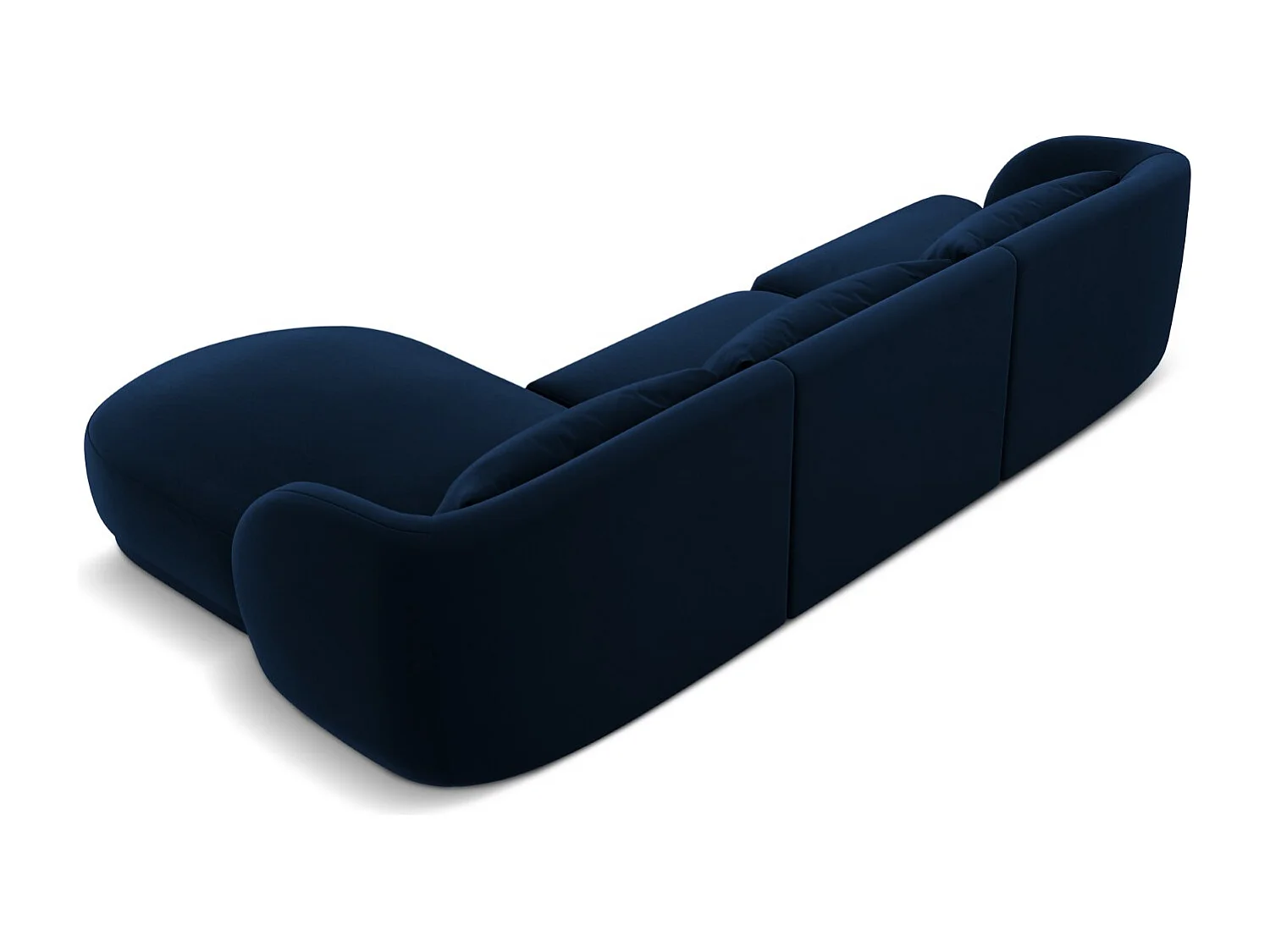 Cosmopolitan Design - Divano angolare destro "Tulum" 4 posti in velluto blu reale - 255x156x70cm