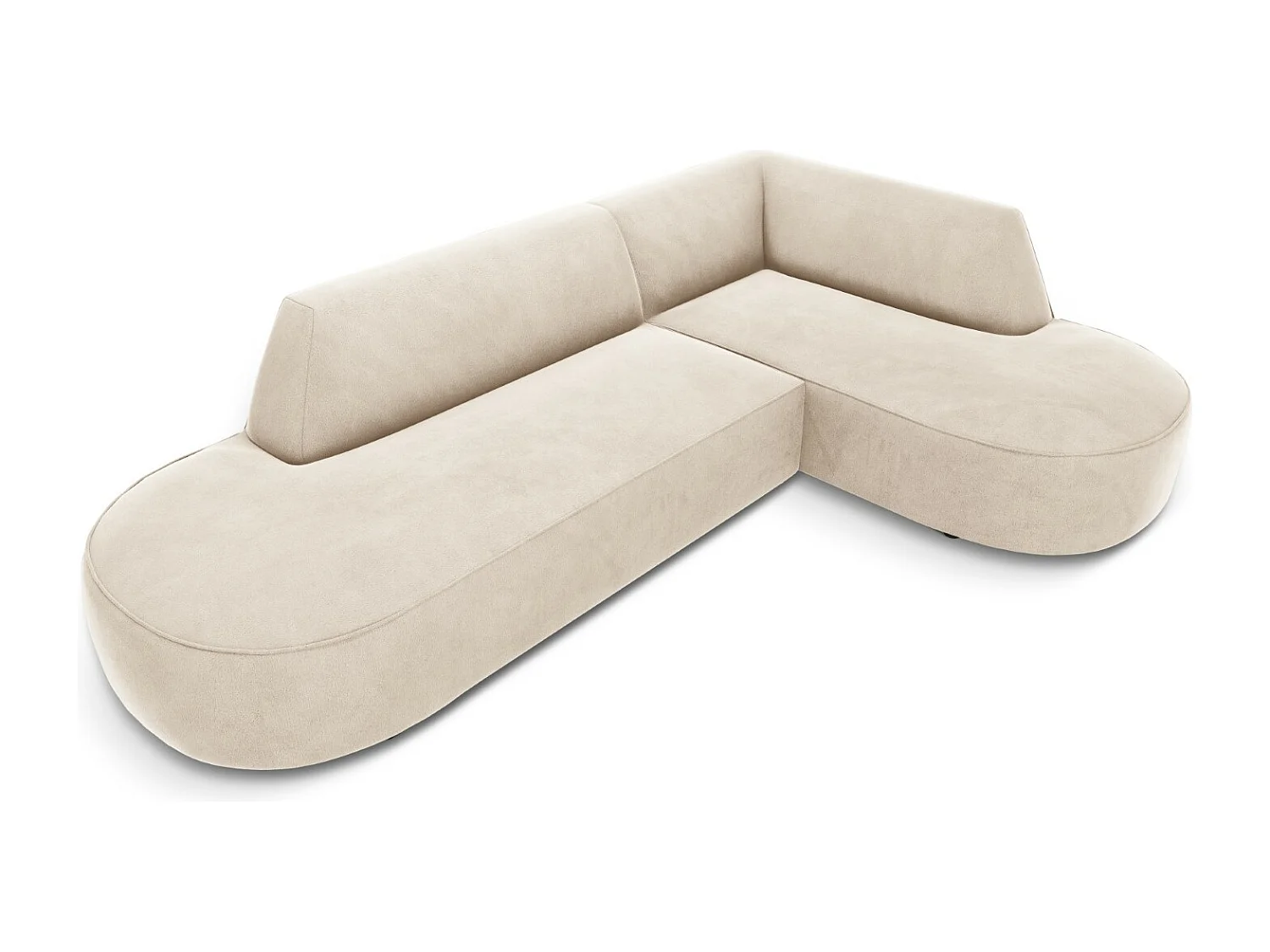 CXL by Christian Lacroix - Rechter hoekbank "Charles" 4 zitplaatsen, Flueel, Lichtbeige - 273x180x69cm