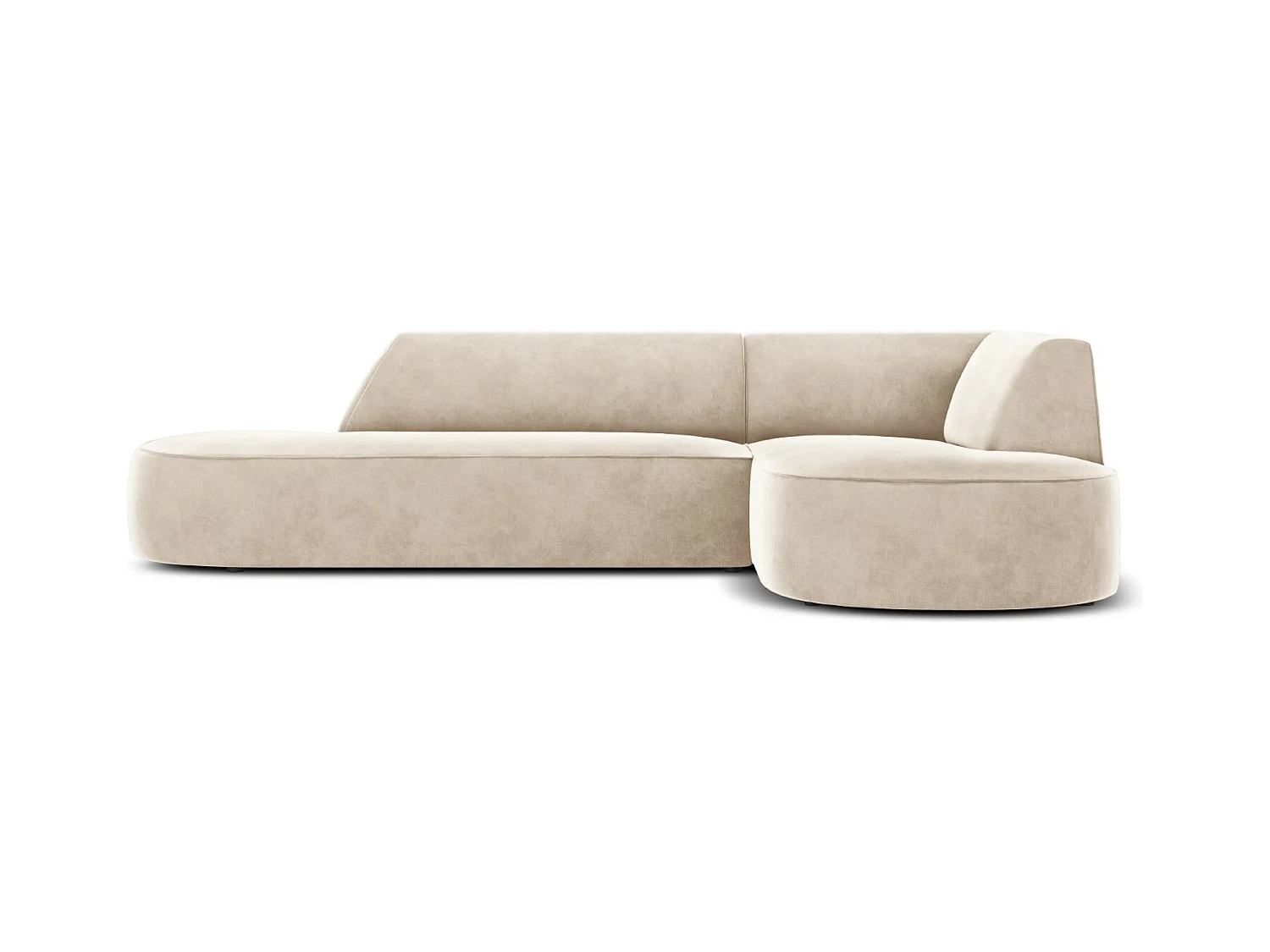 CXL by Christian Lacroix - Canapé d'angle droit "Charles" 4 places en velours beige clair - 273x180x69cm