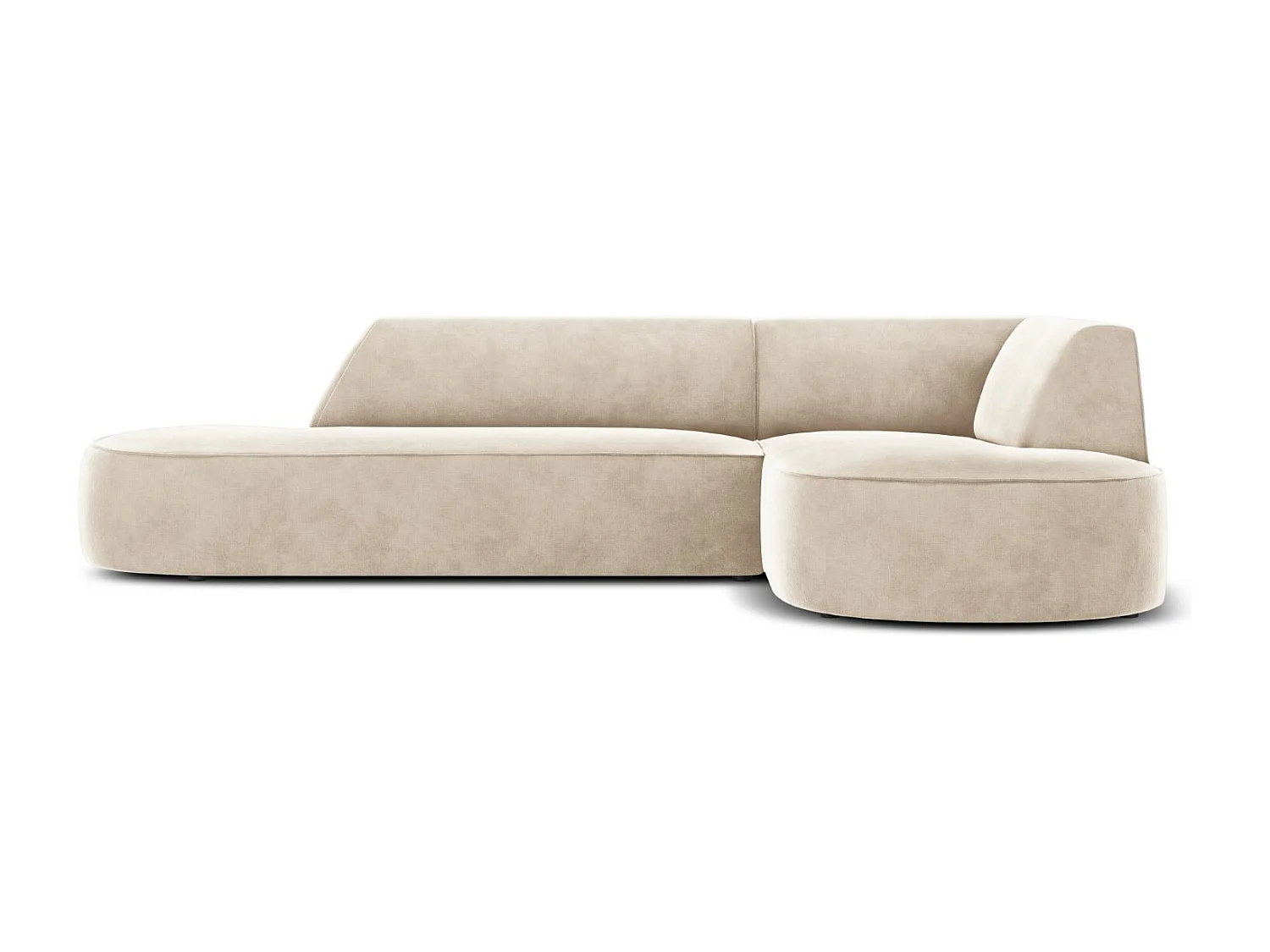 CXL by Christian Lacroix - Canapé d'angle droit "Charles" 4 places en velours beige clair - 273x180x69cm