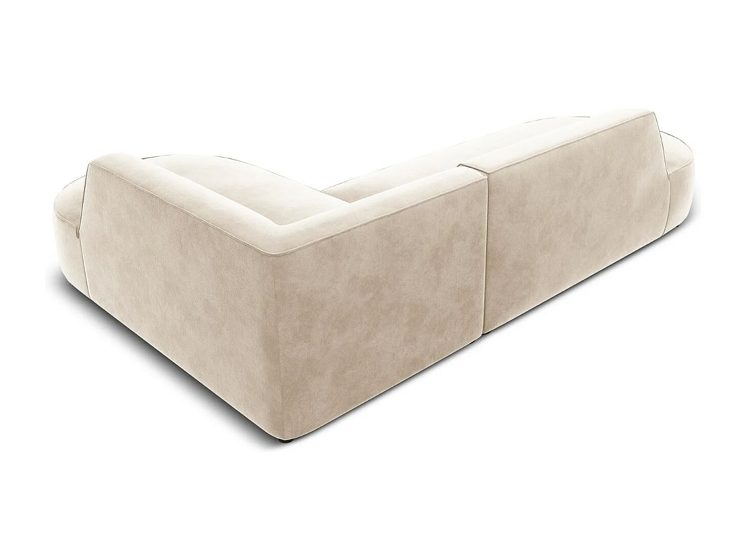 CXL by Christian Lacroix - Canapé d'angle droit "Charles" 4 places en velours beige clair - 273x180x69cm