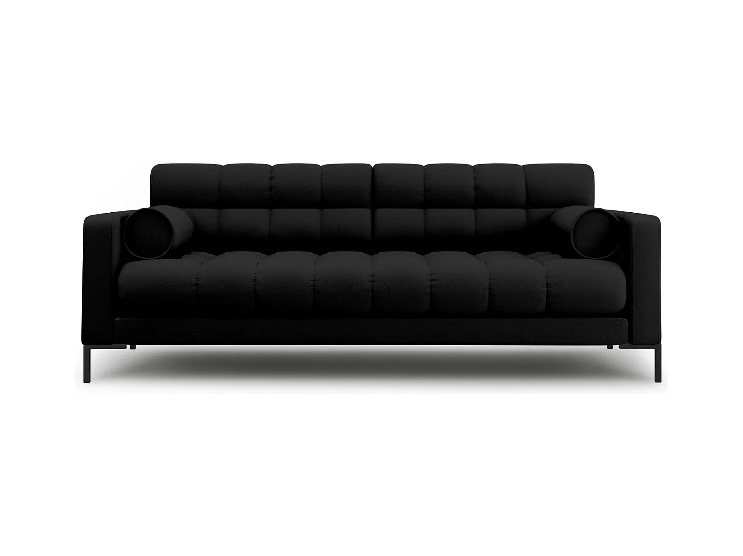 Cosmopolitan Design - Bank "Bali" 4 zitplaatsen, Structurele stof, Zwart - 217x92x75cm