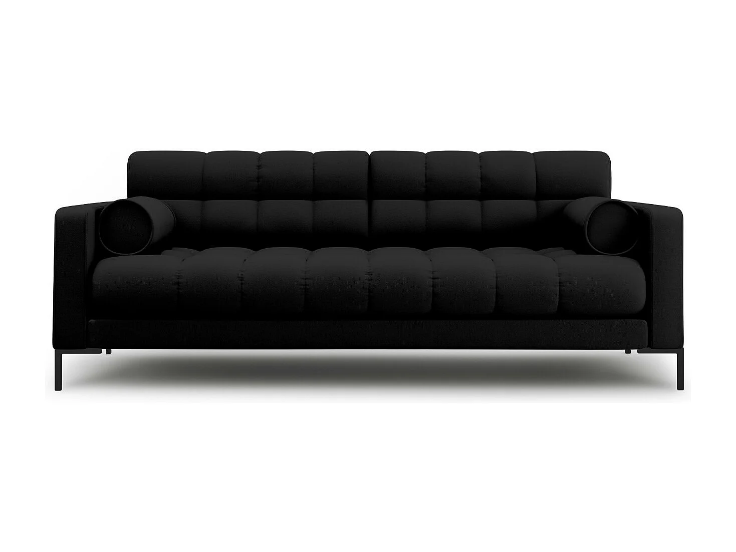Cosmopolitan Design - Sofá "Bali" 4 lugares em tecido estrutural preto - 217x92x75cm