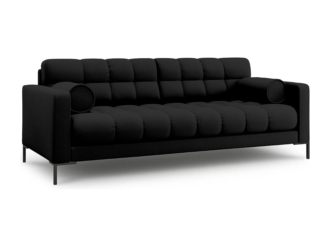 Cosmopolitan Design - Sofá "Bali" 4 lugares em tecido estrutural preto - 217x92x75cm