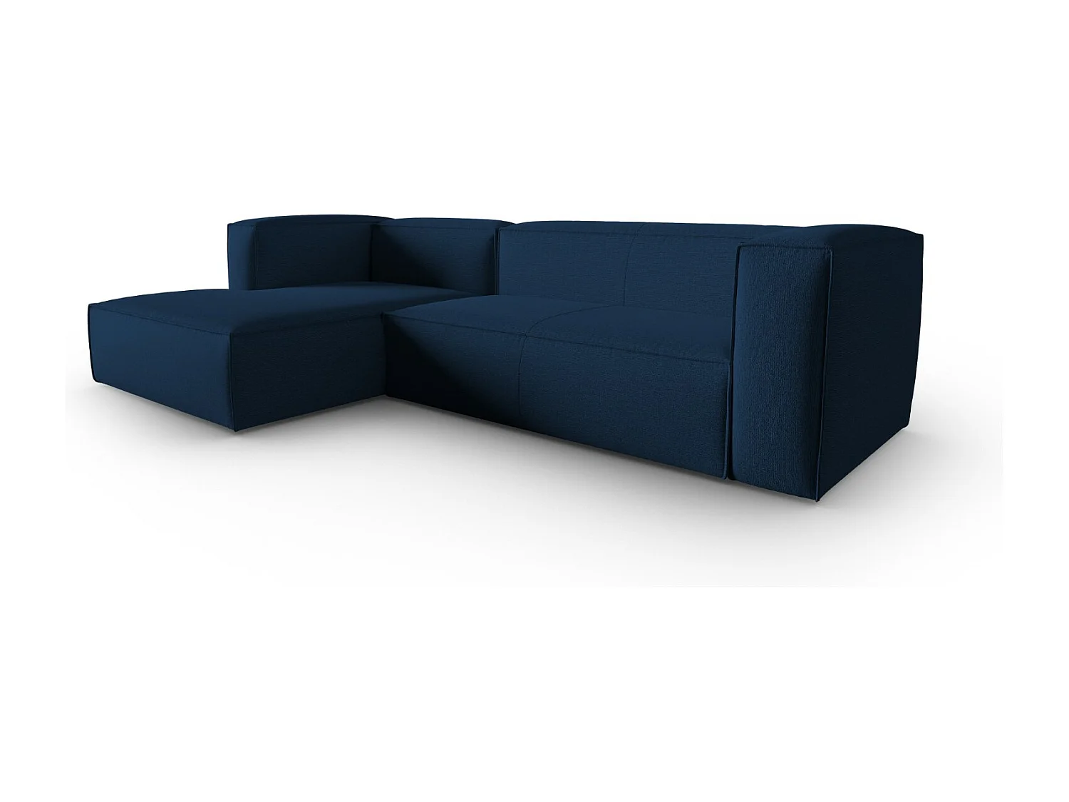 Cosmopolitan Design - Sofá esquinero izquierdo "Mackay" 4 plazas de terciopelo estructurado azul oscuro - 282x166x73cm