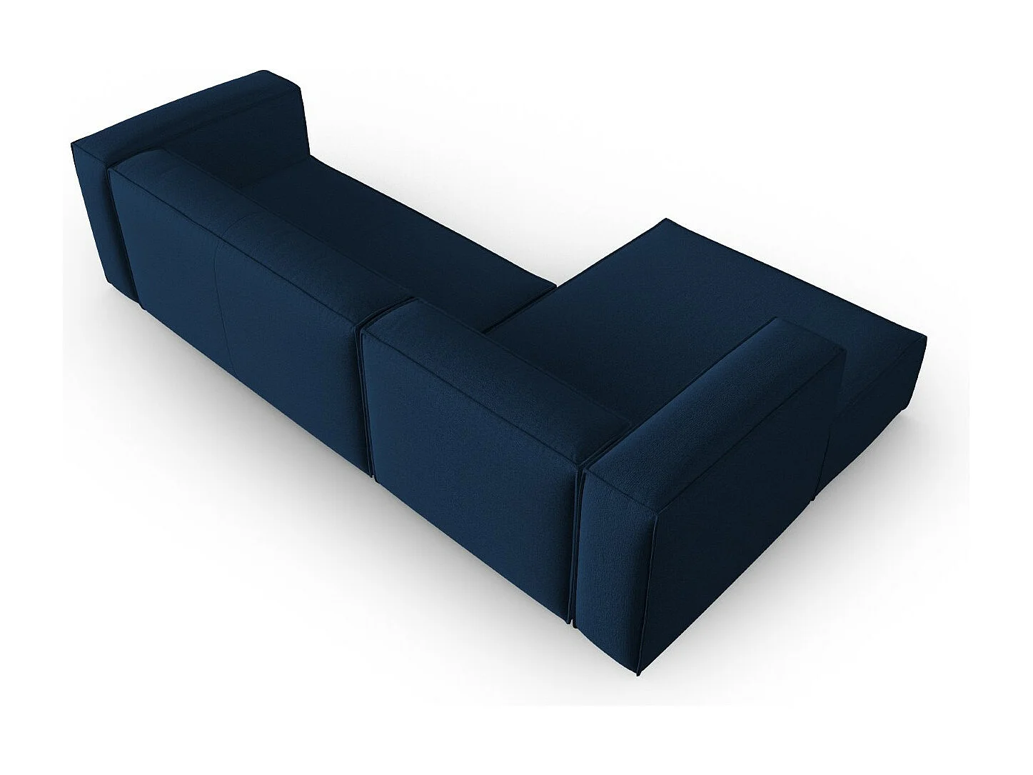 Cosmopolitan Design - Sofá esquinero izquierdo "Mackay" 4 plazas de terciopelo estructurado azul oscuro - 282x166x73cm