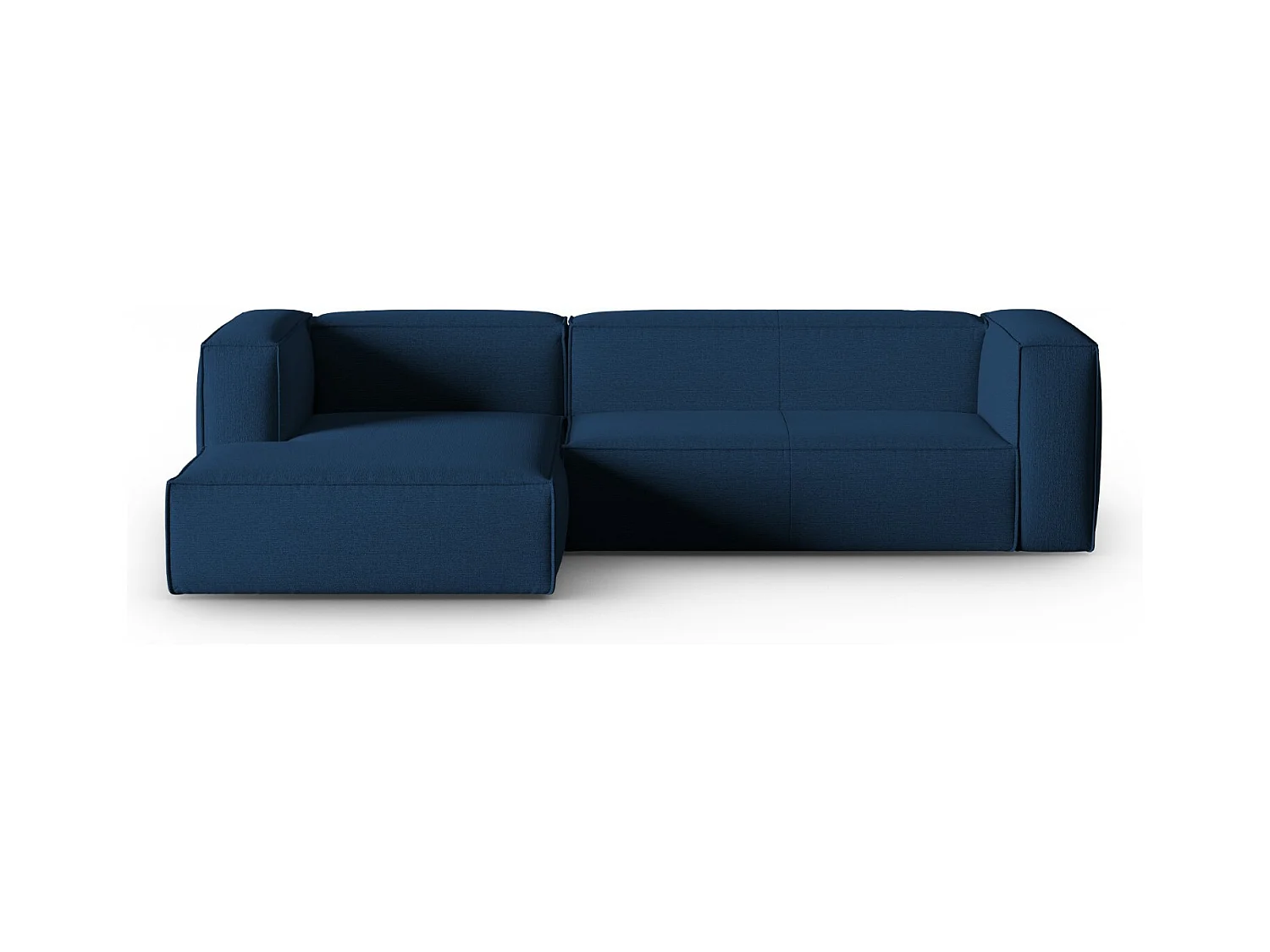 Cosmopolitan Design - Linker hoekbank "Mackay" 4 zitplaatsen, Gestructureerd fluweel, Donkerblauw - 282x166x73cm