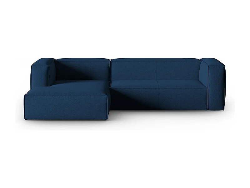 Cosmopolitan Design - Linker hoekbank "Mackay" 4 zitplaatsen, Gestructureerd fluweel, Donkerblauw - 282x166x73cm