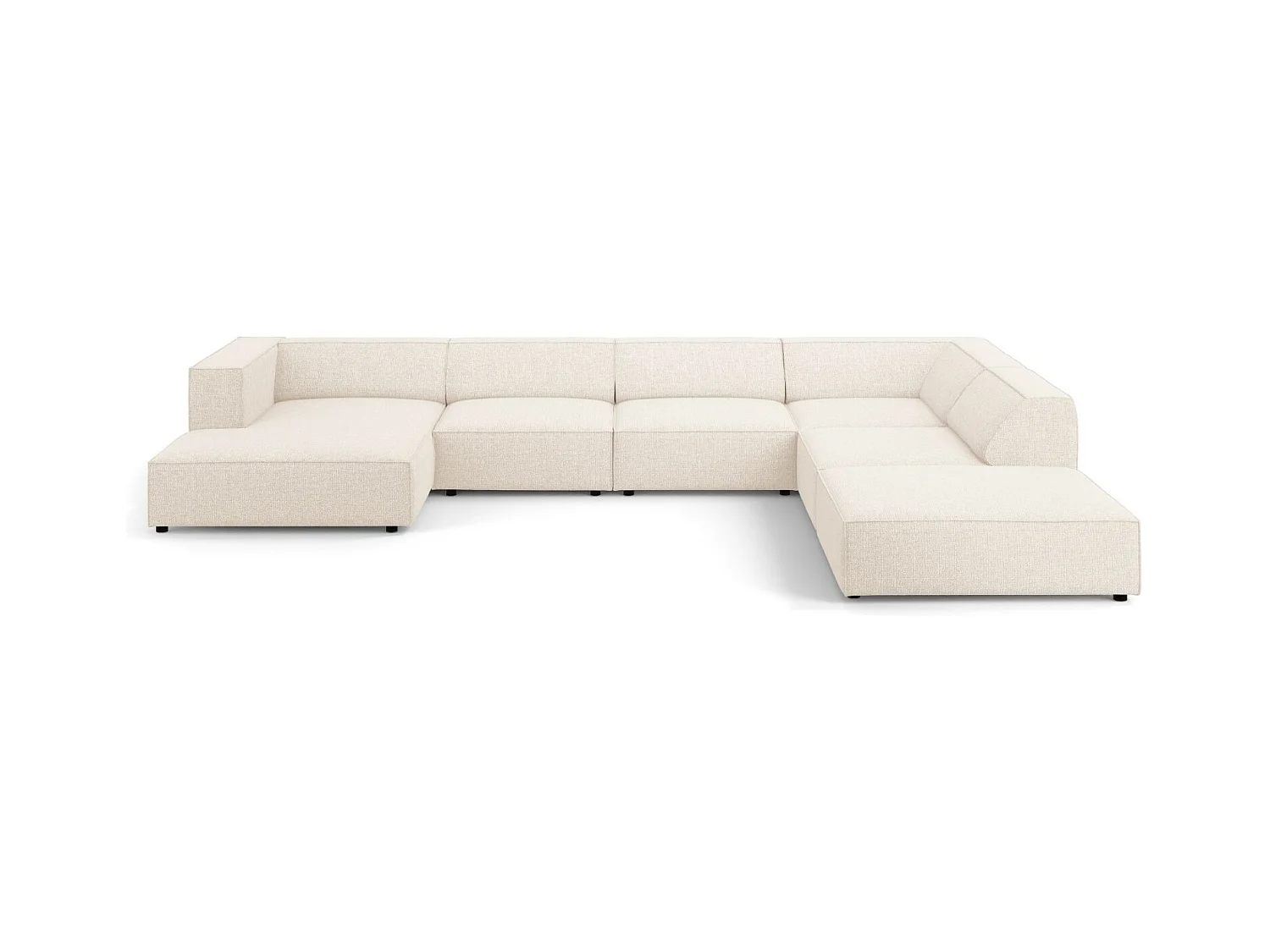 Cosmopolitan Design - Panoramische hoekbank rechts "Arendal" 7 zitplaatsen, Chenille, Lichtbeige - 364x262x70cm