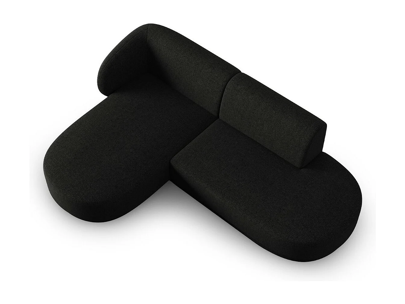 CXL by Christian Lacroix - Modulaire hoekbank links "Lionel" 4 zitplaatsen, Chenille, Zwarte melange - 233x155x74cm