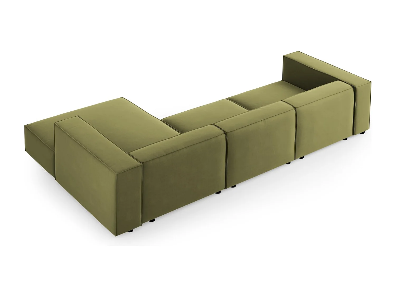 Cosmopolitan Design - Sofá esquinero derecho "Arendal" 4 plazas de terciopelo verde claro - 284x166x70cm