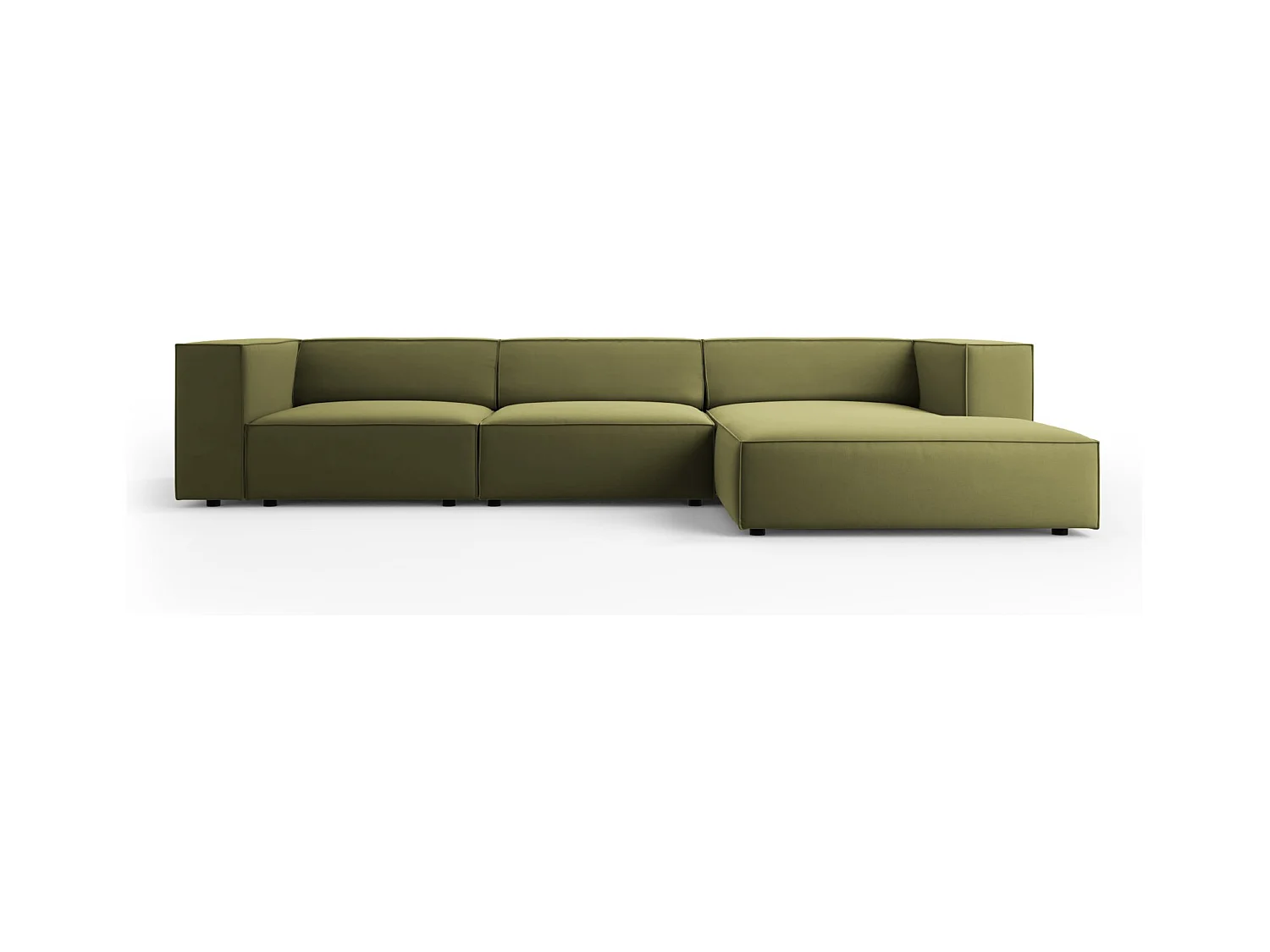 Cosmopolitan Design - Canapé d'angle droit "Arendal" 4 places en velours vert clair - 284x166x70cm
