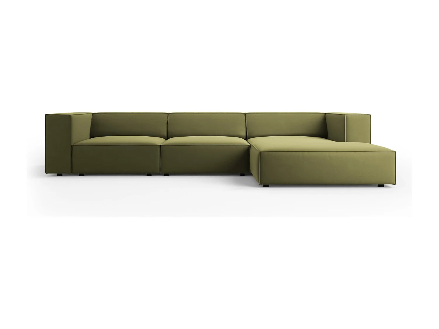 Cosmopolitan Design - Canapé d'angle droit "Arendal" 4 places en velours vert clair - 284x166x70cm