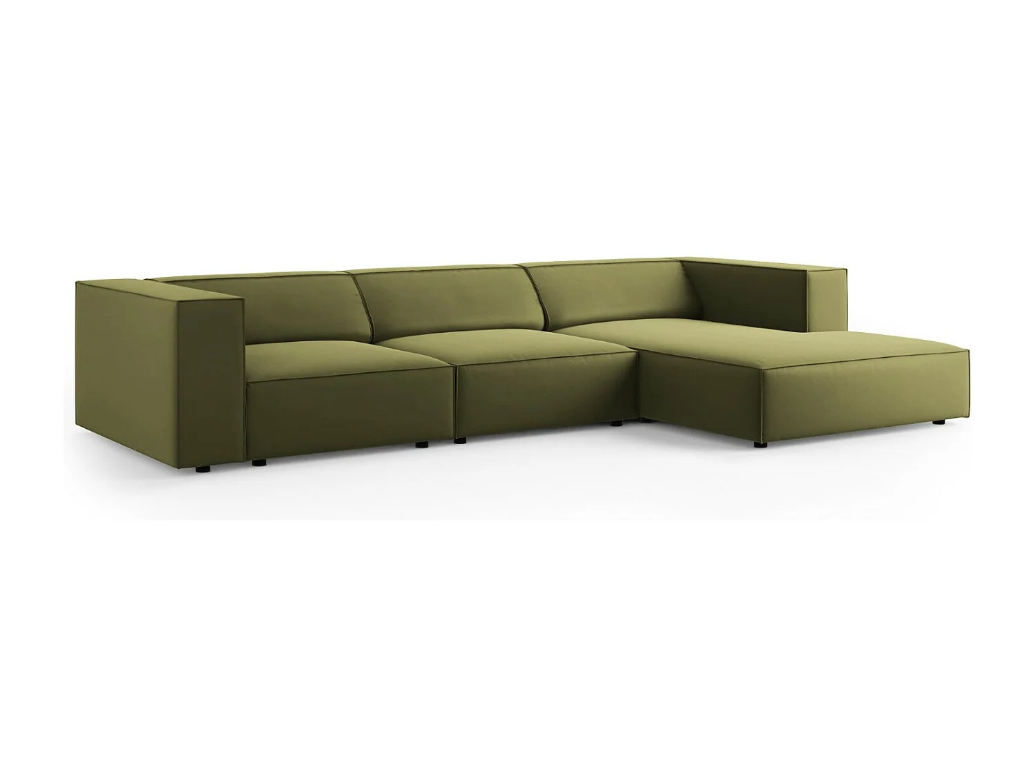 Cosmopolitan Design - Canapé d'angle droit "Arendal" 4 places en velours vert clair - 284x166x70cm