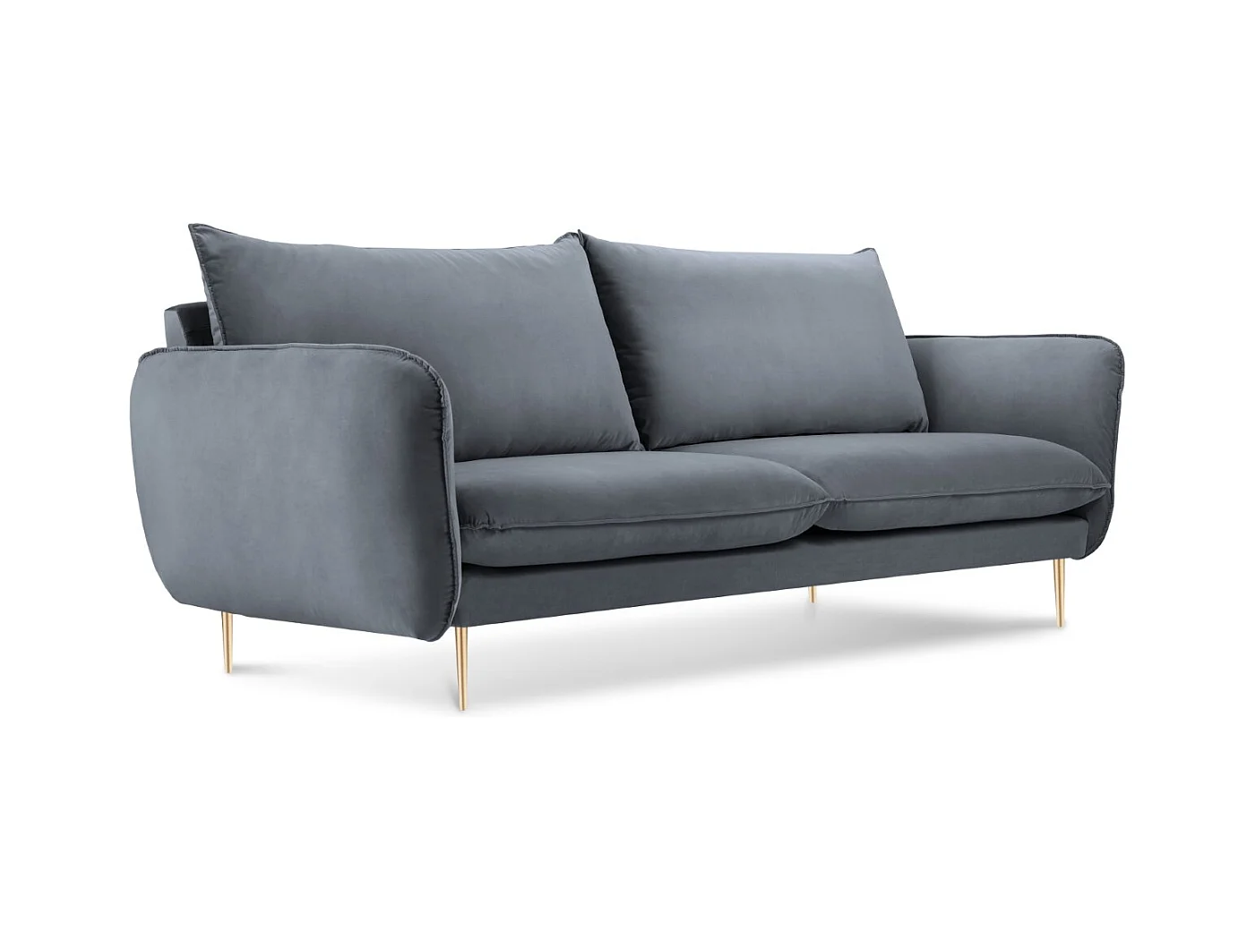 Cosmopolitan Design - Canapé "Vienna" 2 places en velours bleu gris - 160x92x95cm