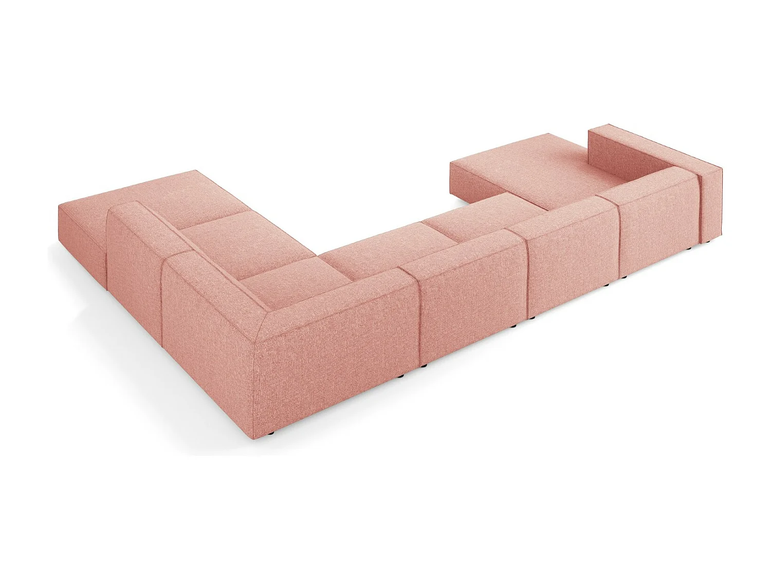 Cosmopolitan Design - Panoramische hoekbank rechts "Arendal" 7 zitplaatsen, Chenille, Roze - 364x262x70cm