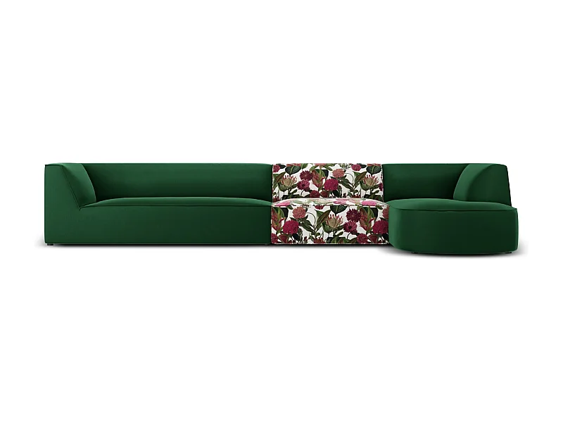 CXL by Christian Lacroix - 5-Sitzer Ecksofa rechts "Charles" Sitzer aus Samt rosengarten-motiv - 366x180x69cm