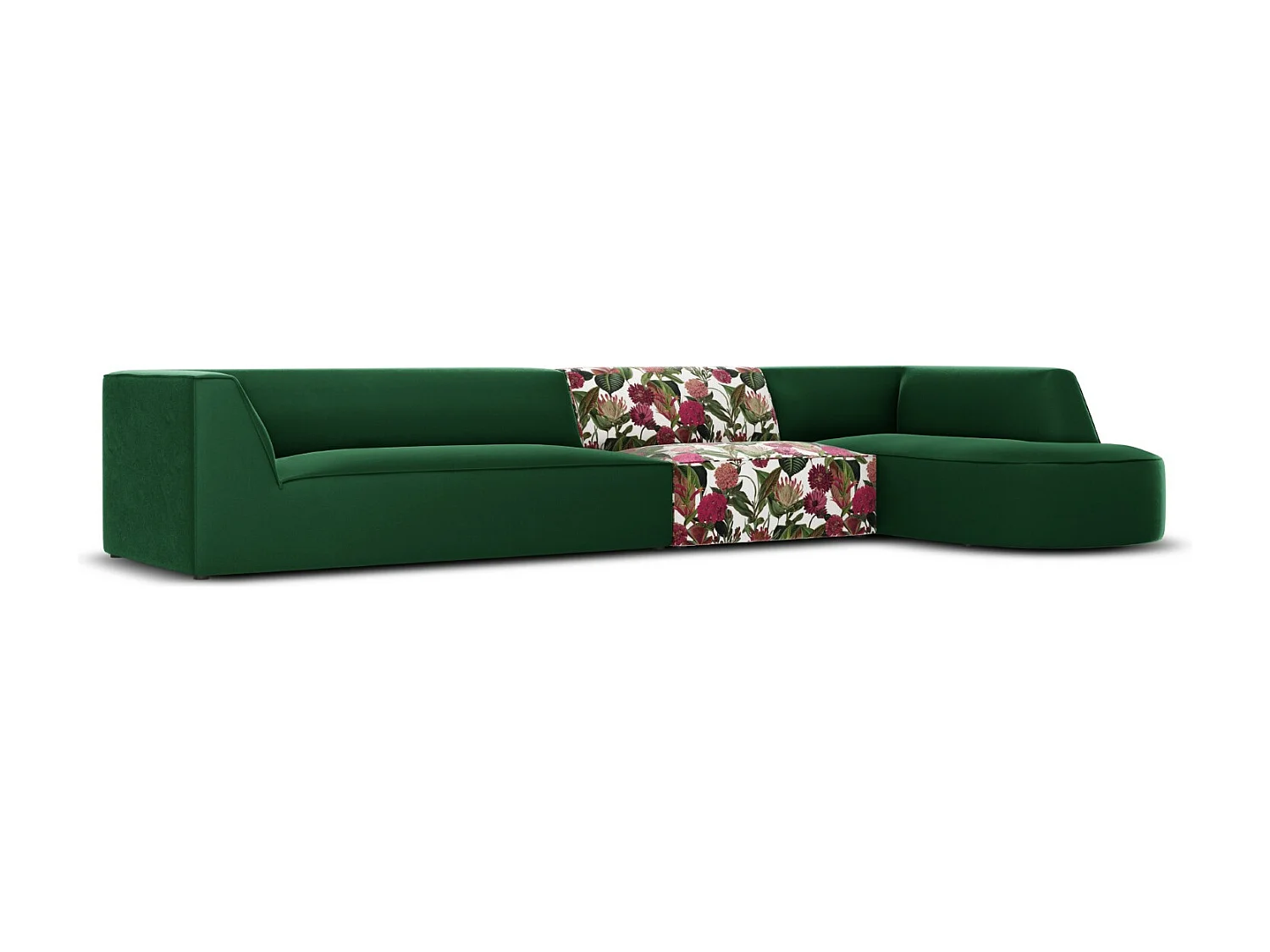 CXL by Christian Lacroix - 5-Sitzer Ecksofa rechts "Charles" Sitzer aus Samt rosengarten-motiv - 366x180x69cm