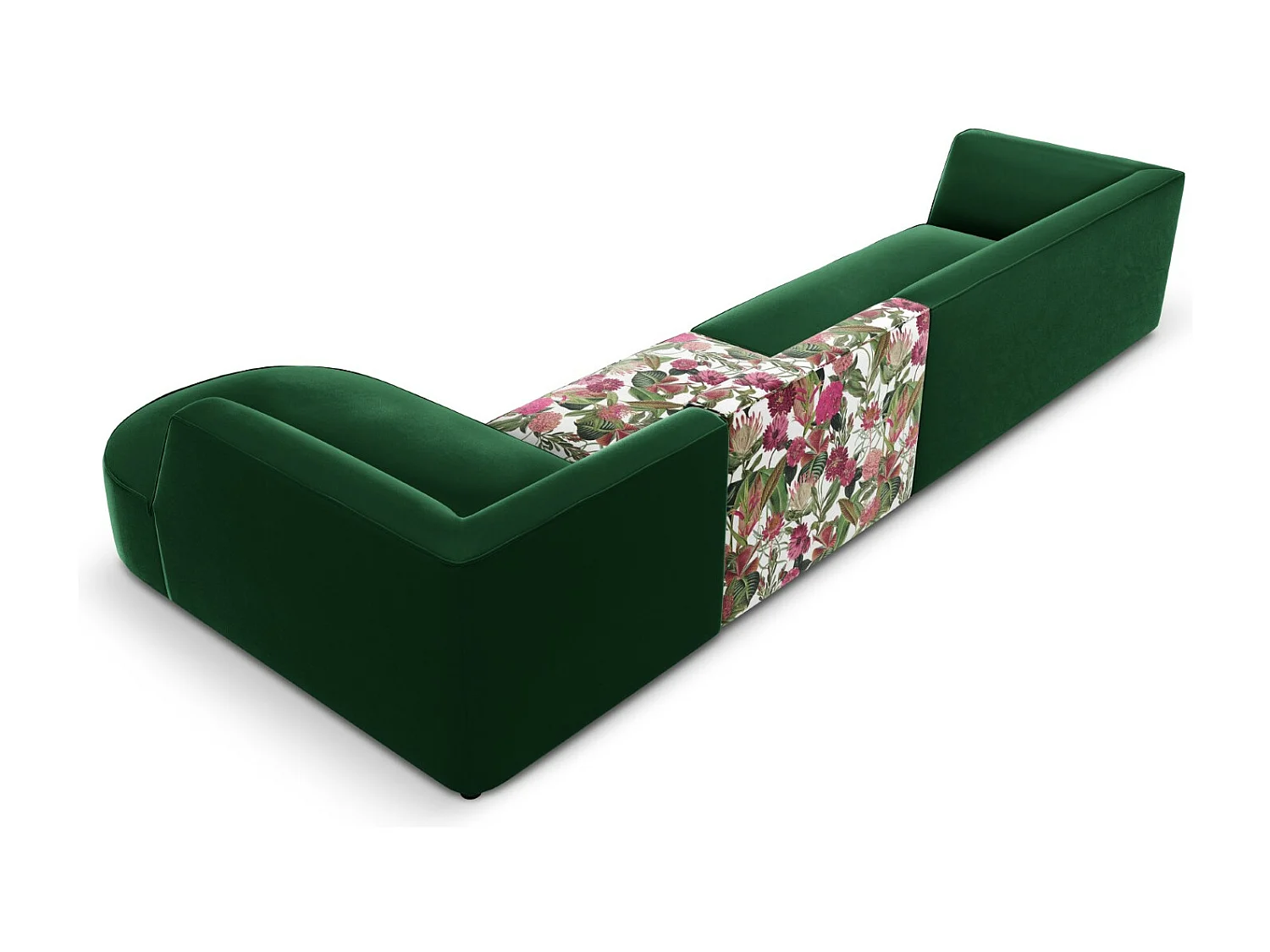 CXL by Christian Lacroix - 5-Sitzer Ecksofa rechts "Charles" Sitzer aus Samt rosengarten-motiv - 366x180x69cm