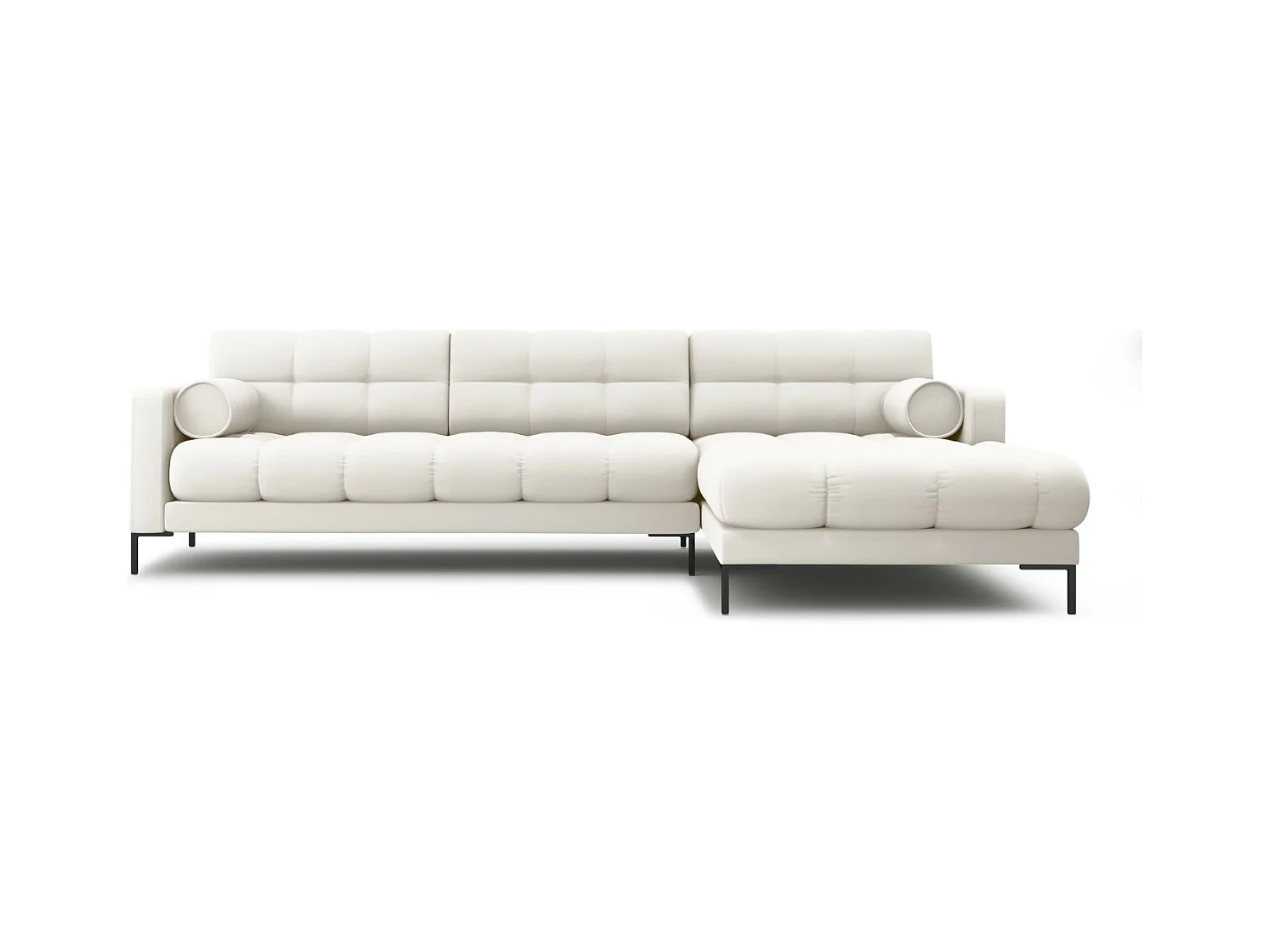 Cosmopolitan Design - Rechter hoekbank "Bali" 5 zitplaatsen, Structurele stof, Lichtbeige - 293x185x75cm