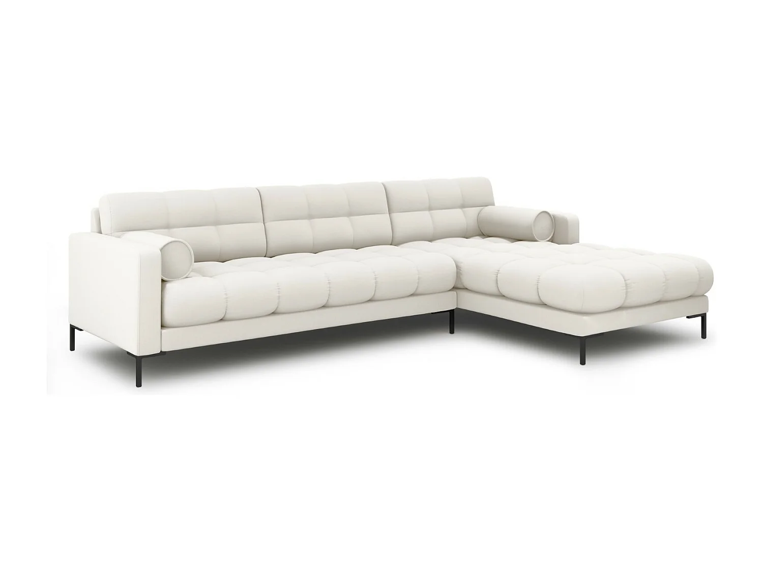 Cosmopolitan Design - Canapé d'angle droit "Bali" 5 places en tissu structurel beige clair - 293x185x75cm