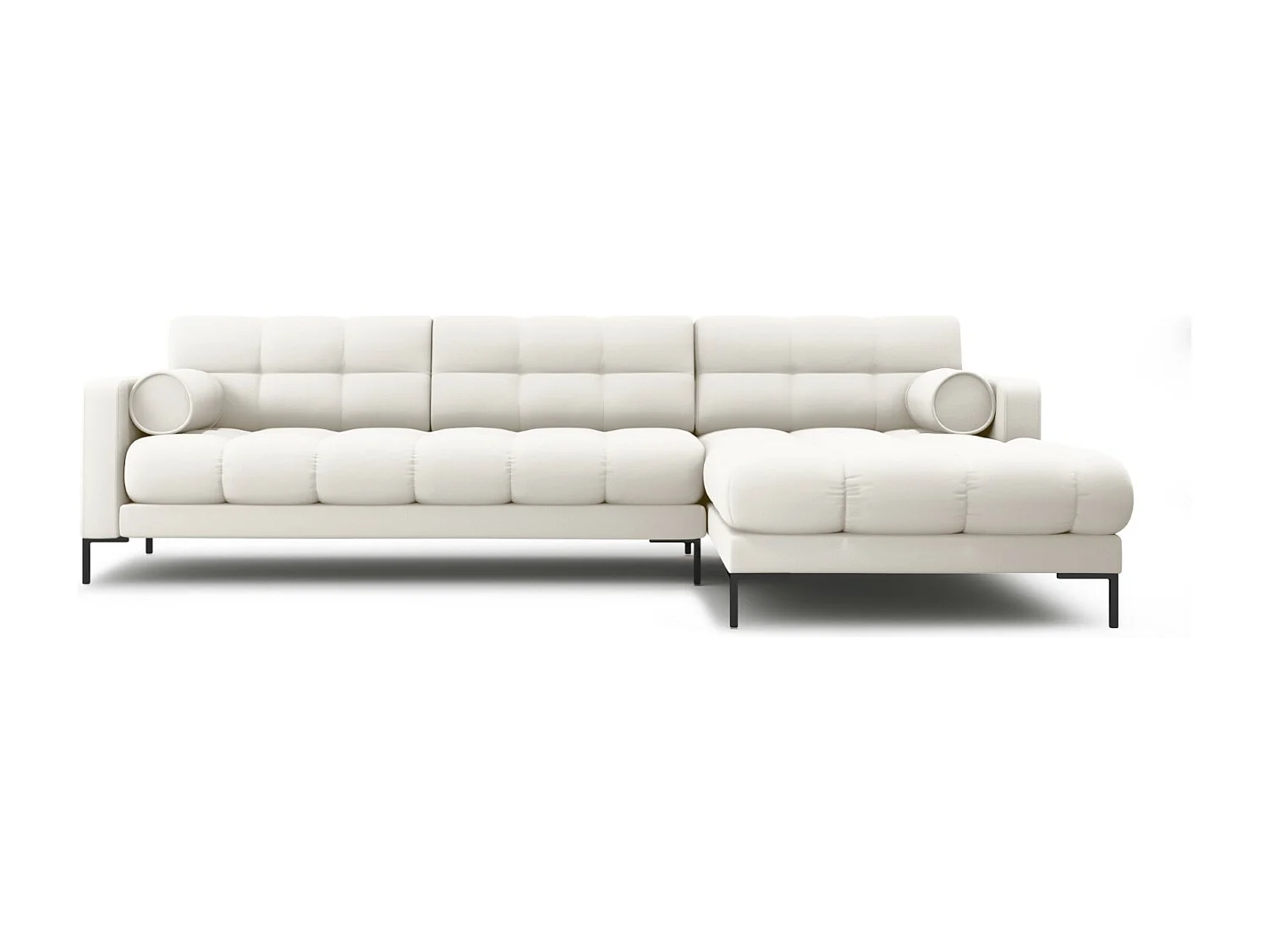 Cosmopolitan Design - Canapé d'angle droit "Bali" 5 places en tissu structurel beige clair - 293x185x75cm