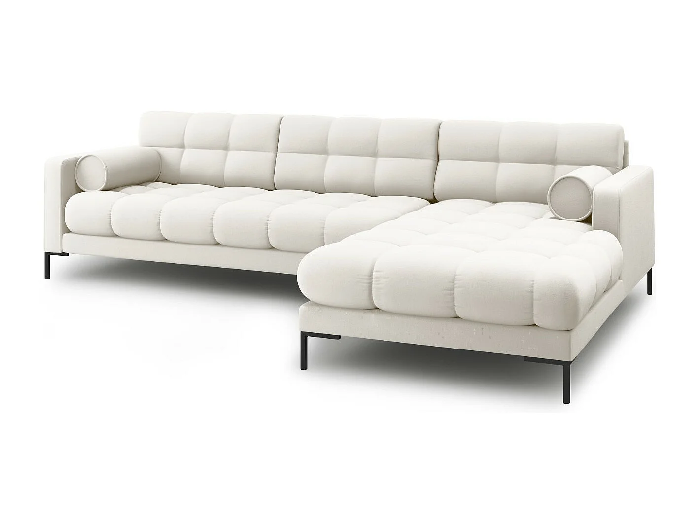 Cosmopolitan Design - Sofá de canto direito "Bali" 5 lugares em tecido estrutural bege claro - 293x185x75cm