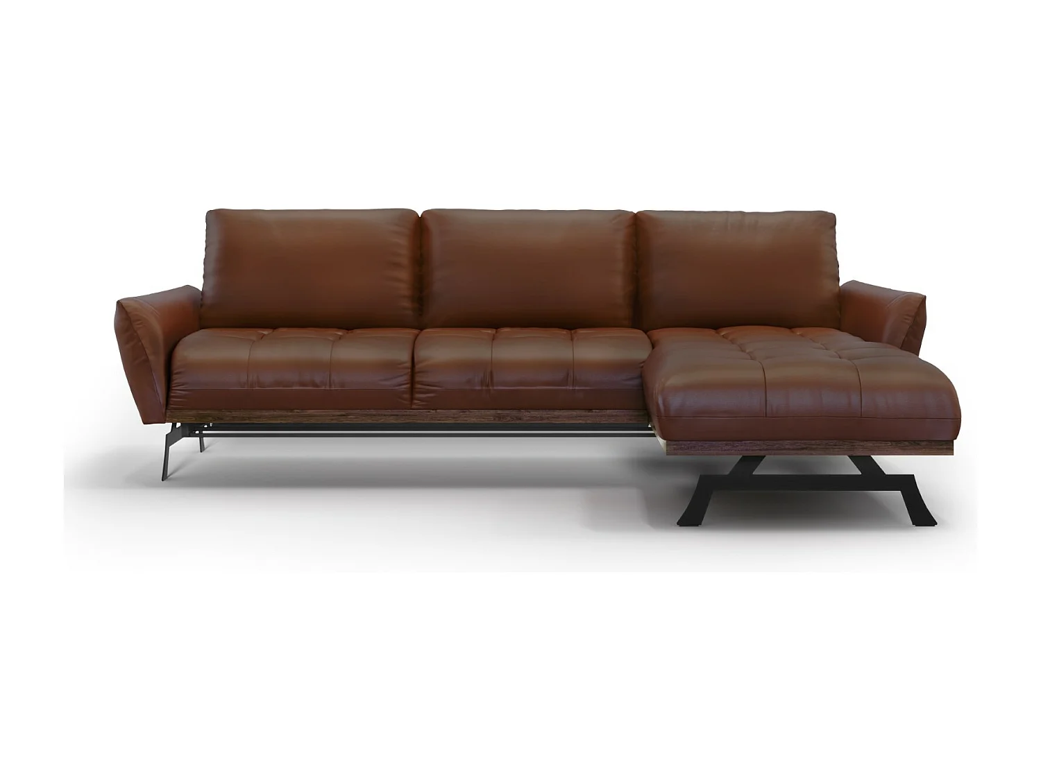 CXL by Christian Lacroix - Modulaire hoekbank rechts "Olivier" 4 zitplaatsen, Echt leer, Bruin - 264x171x87cm