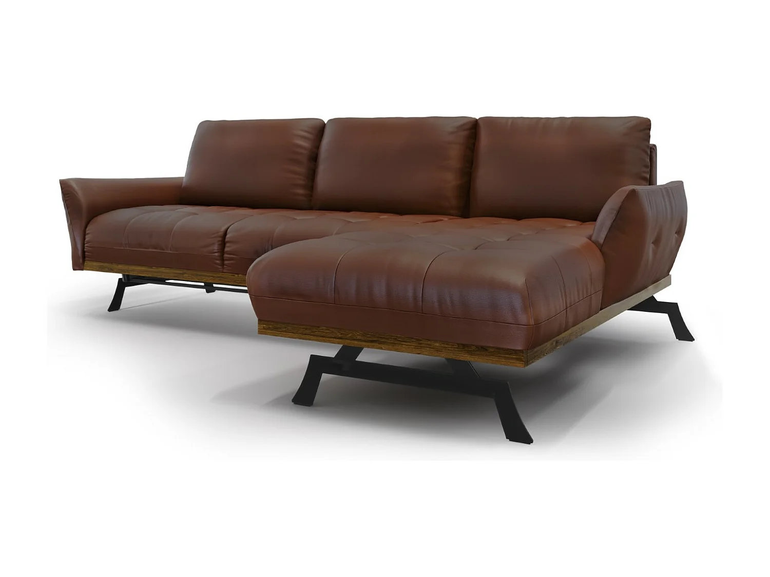 CXL by Christian Lacroix - Modulaire hoekbank rechts "Olivier" 4 zitplaatsen, Echt leer, Bruin - 264x171x87cm