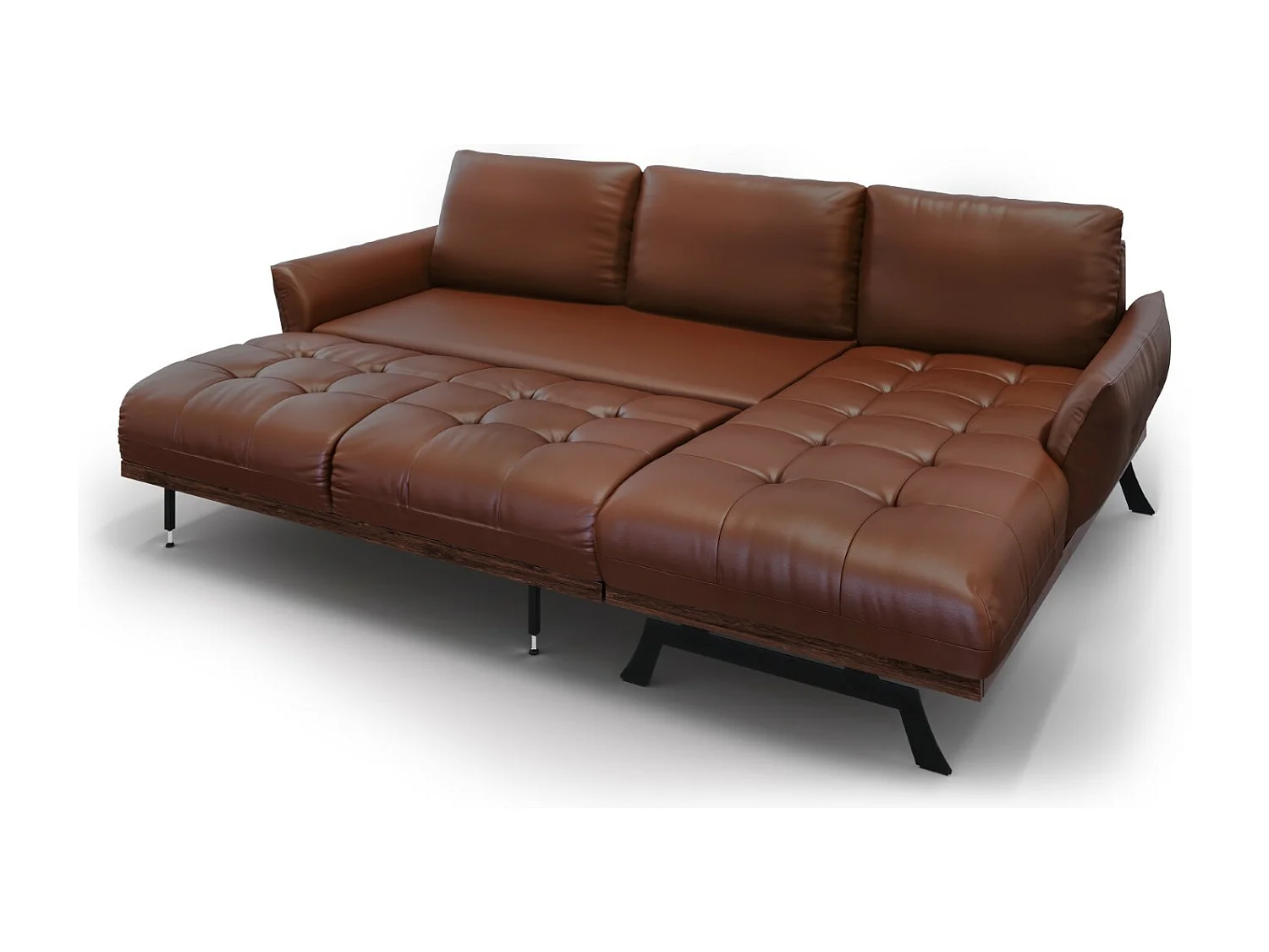 CXL by Christian Lacroix - Modulaire hoekbank rechts "Olivier" 4 zitplaatsen, Echt leer, Bruin - 264x171x87cm