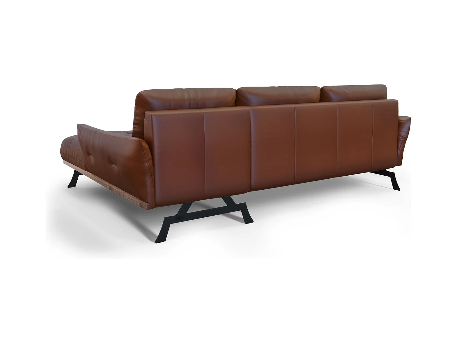 CXL by Christian Lacroix - Canapé d'angle droit modulable "Olivier" 4 places en cuir véritable marron - 264x171x87cm