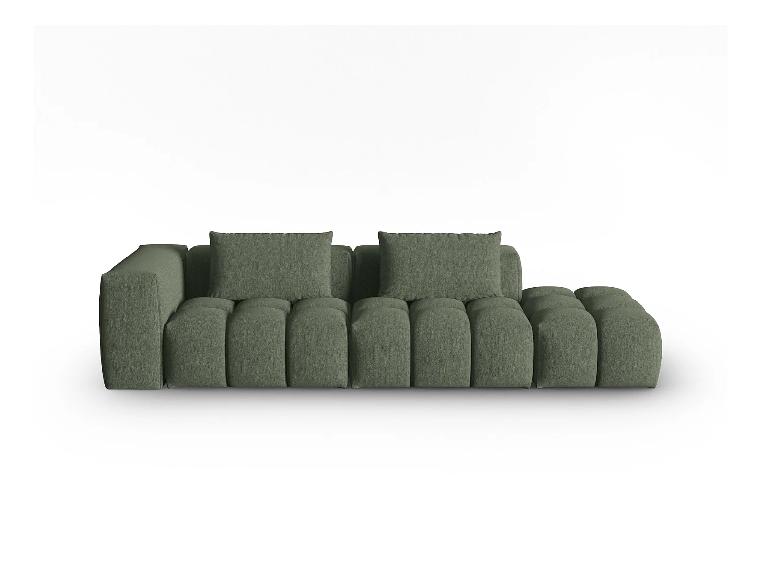 CXL by Christian Lacroix - Canapé modulable droit "Lorella" 3 places en tissu structurel vert olive foncé - 265x85x70cm