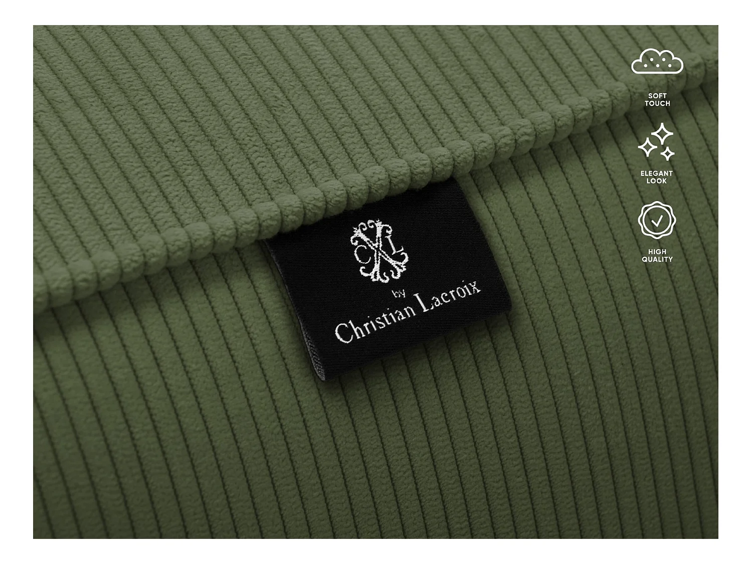 CXL by Christian Lacroix - Canapé "Tendance" 4 places en velours côtelé vert - 262x122x72cm